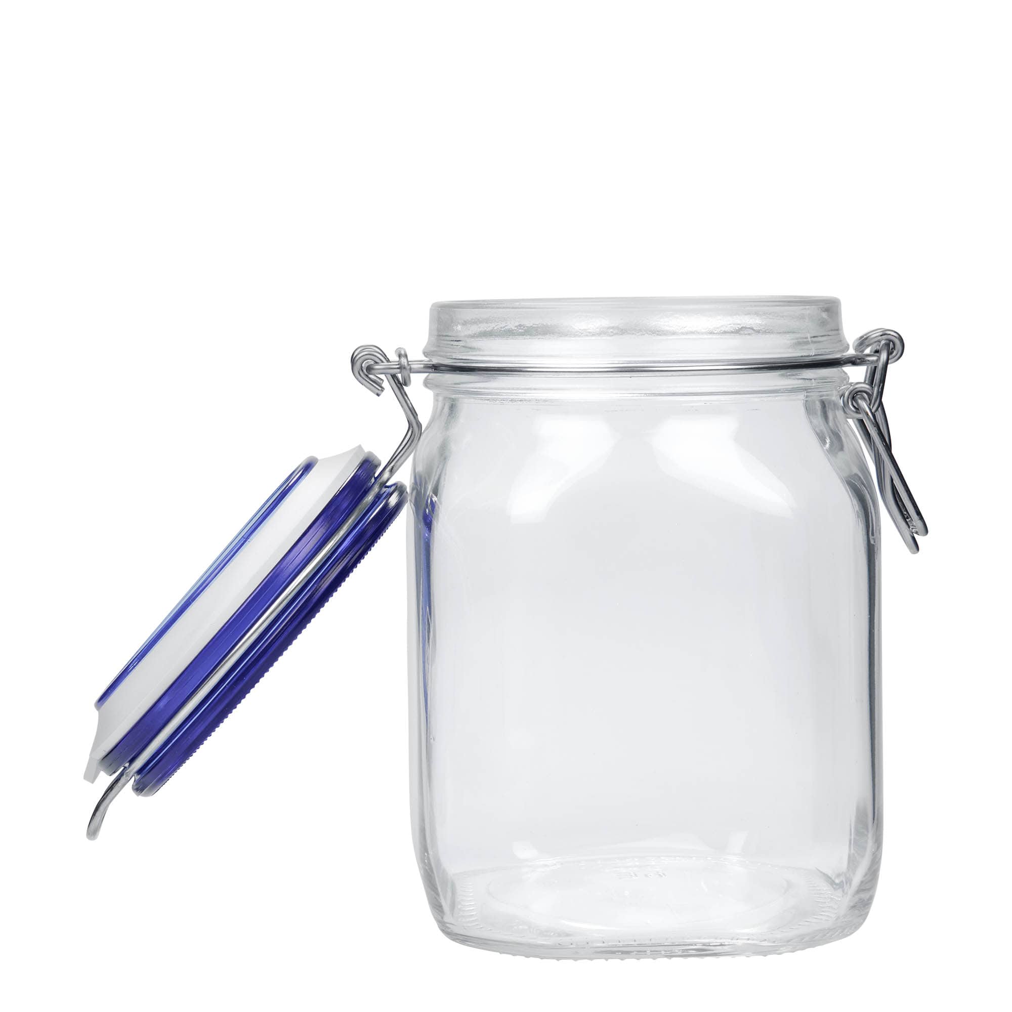 1000 ml kozarec s patentom »Fido« Blue Top, kvadratni, ustje: zamašek s tesnilom s patentom