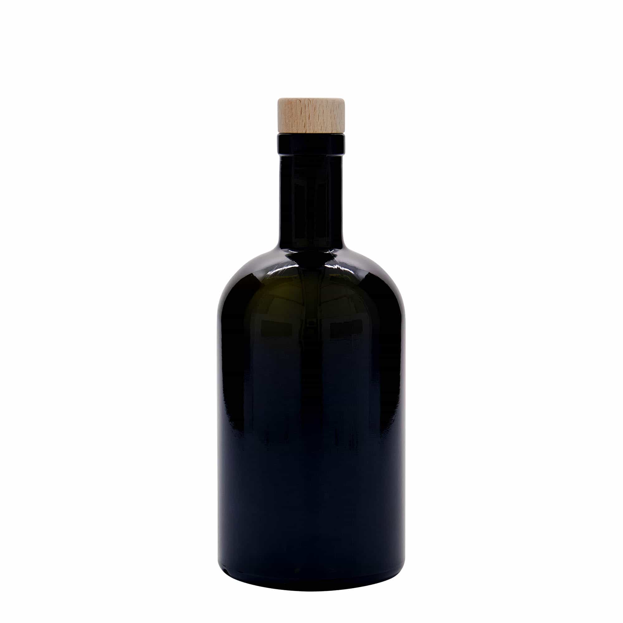 500 ml steklena steklenica »Farmacia«, antično zelena, ustje: pluta