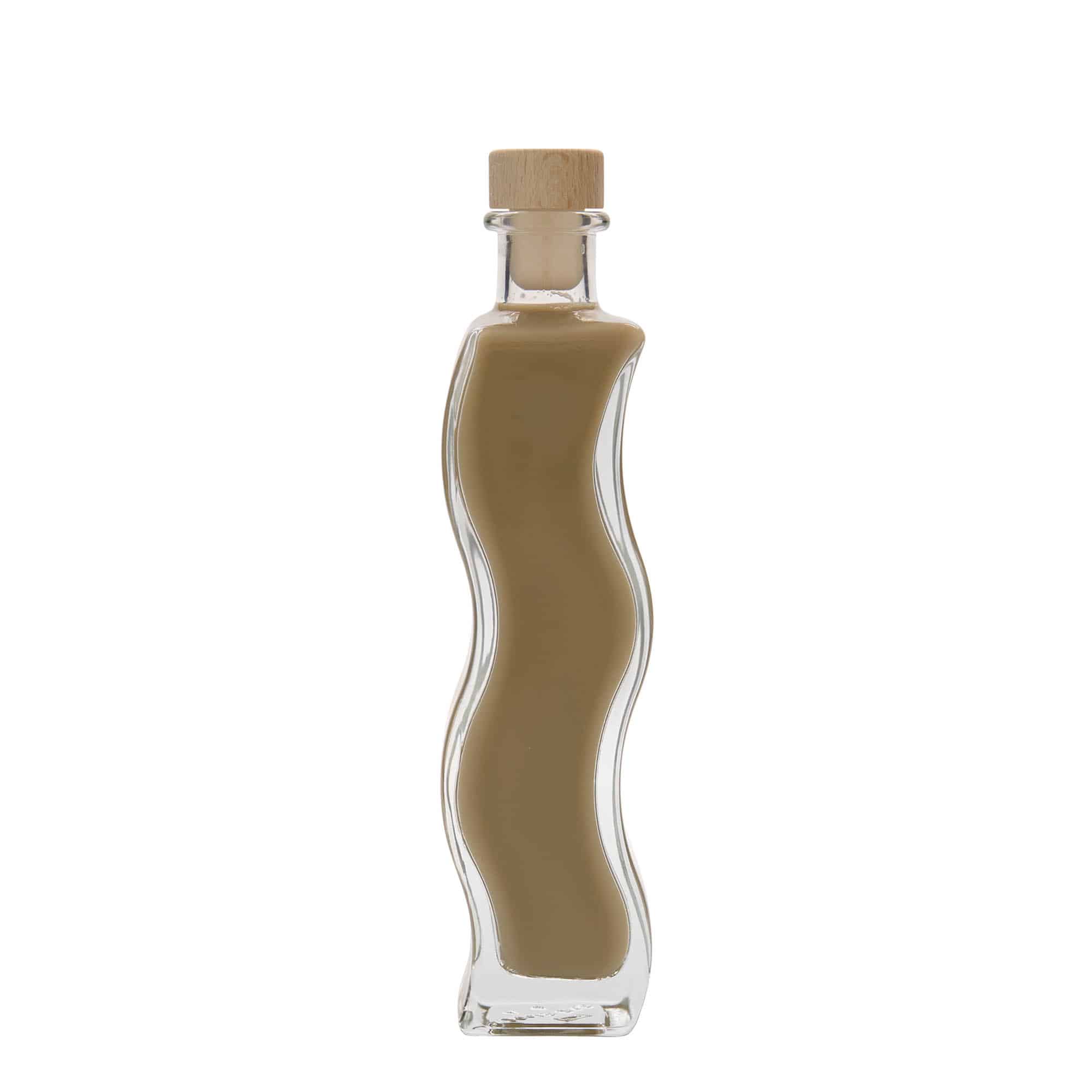 200 ml steklena steklenica »Val«, kvadratna, ustje: pluta