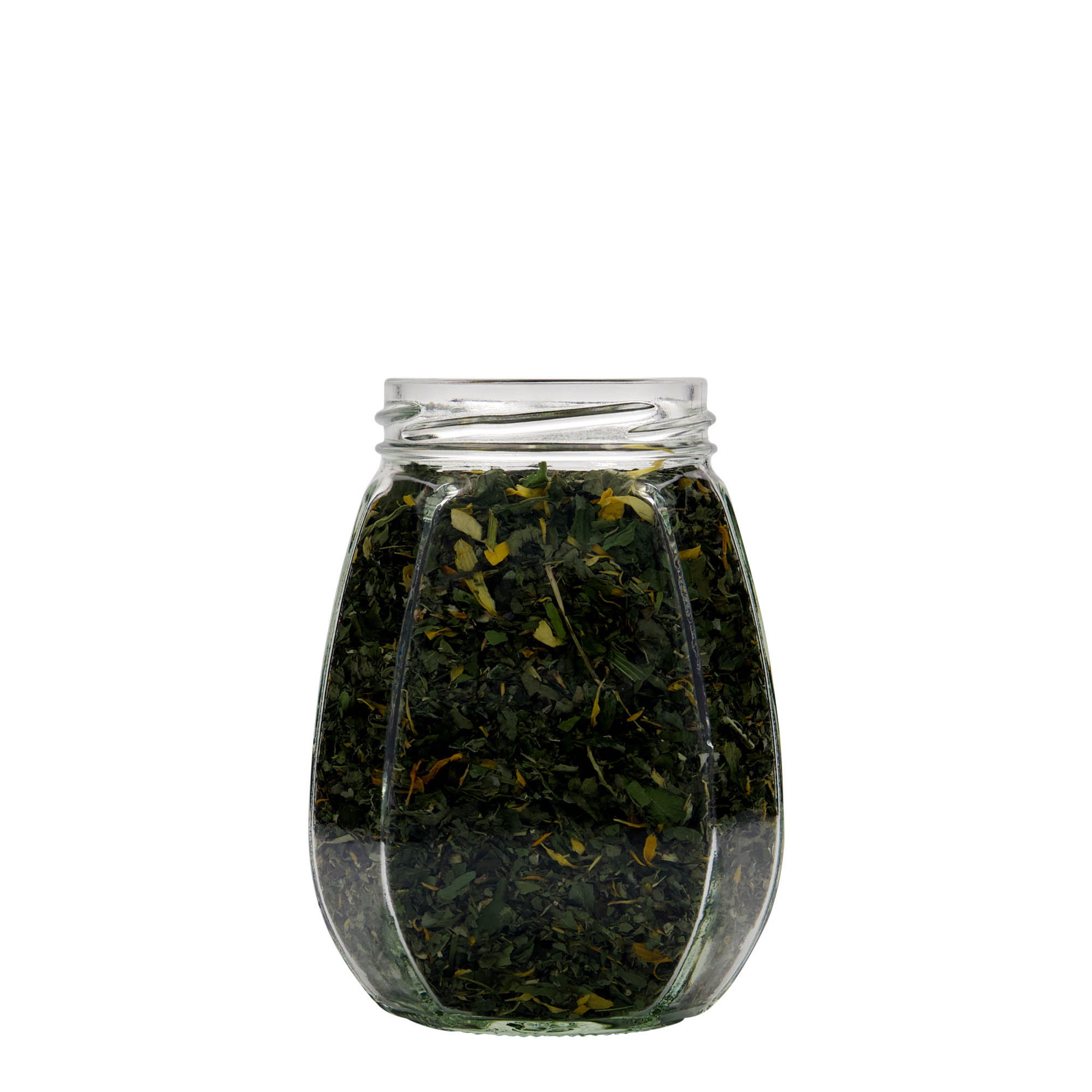 385 ml okrasna steklenica, šestkotna, odprtina: Twist-Off (TO 63)