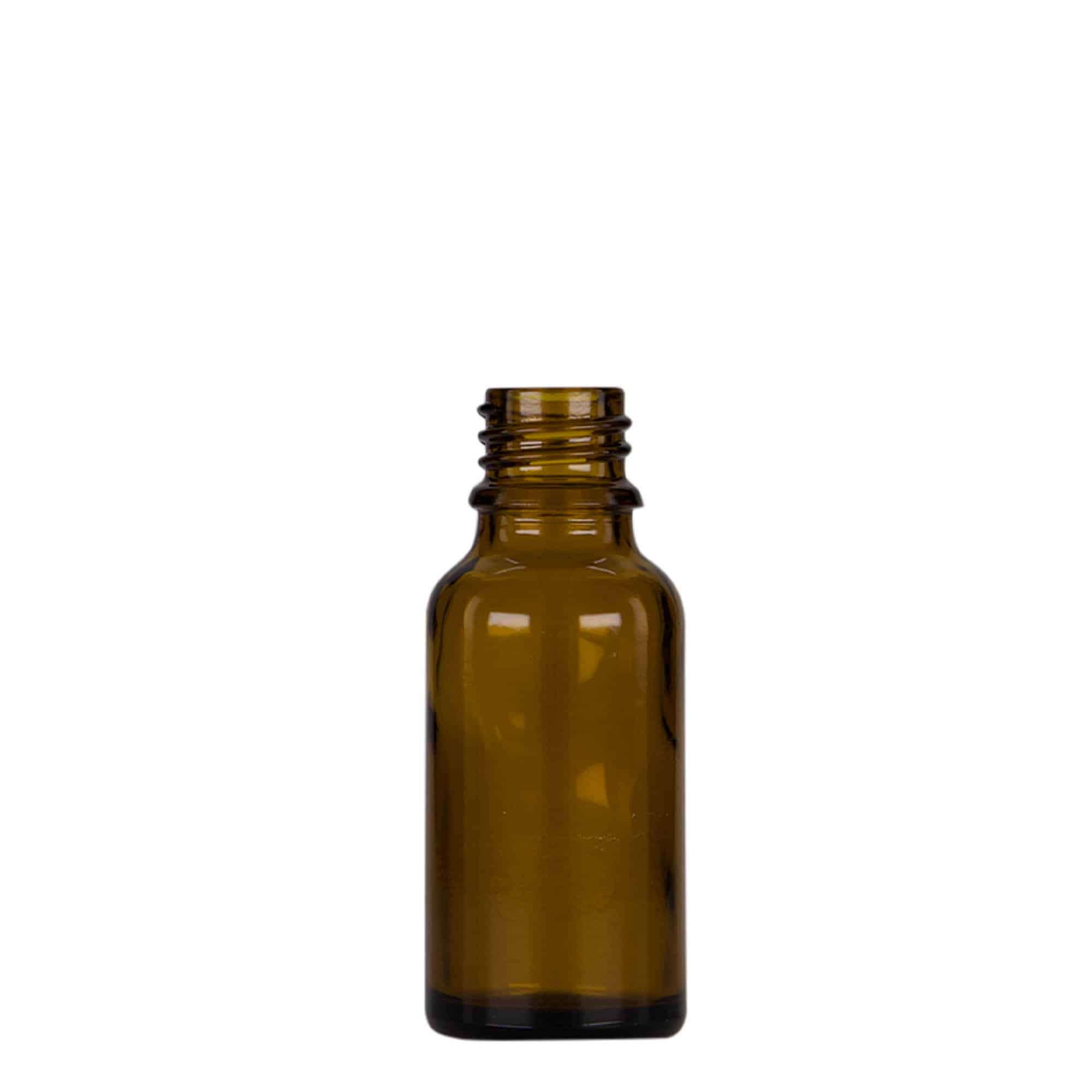 20 ml steklenica s pipeto za zdravila, steklo, rjavo-črna, ustje: DIN 18