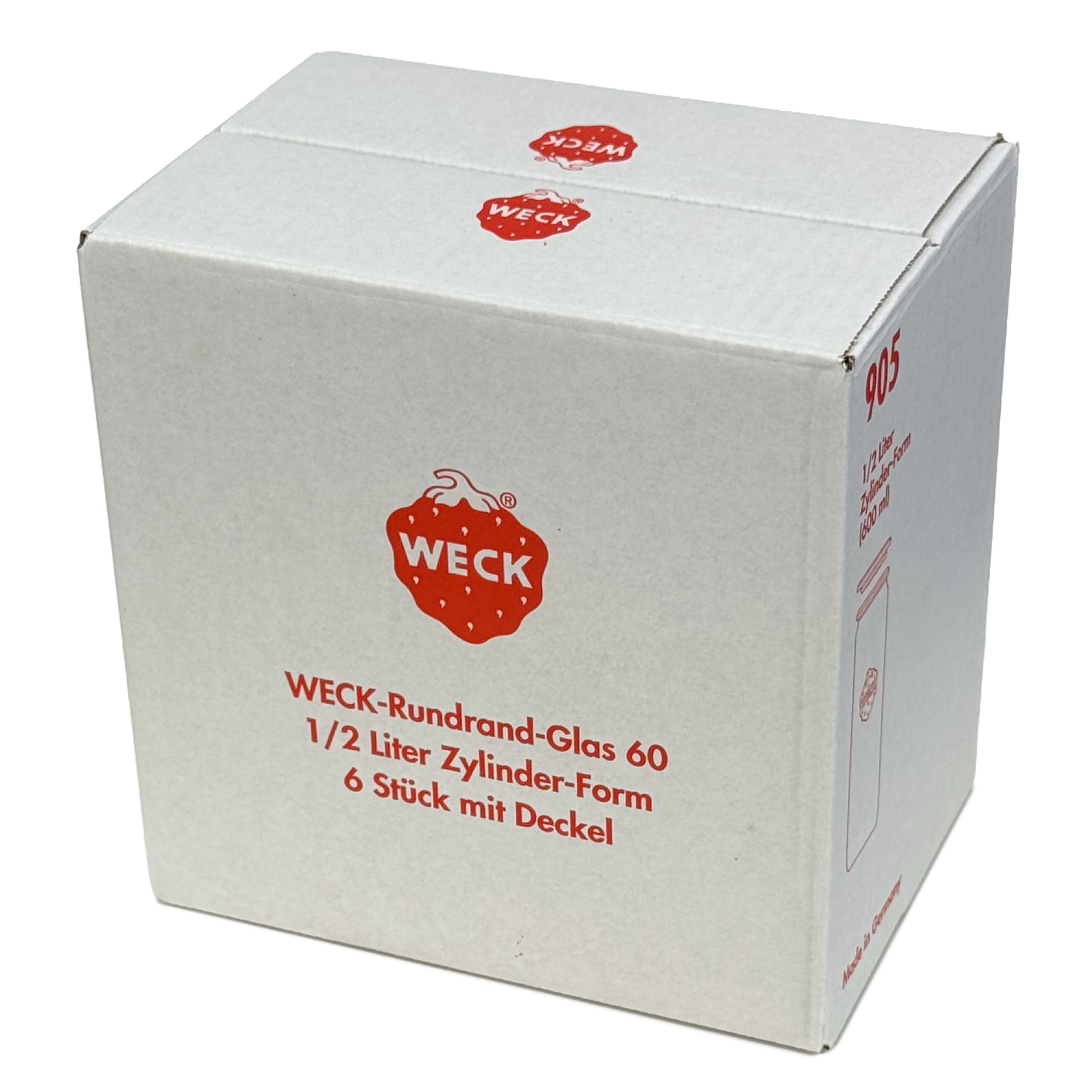 6x 600 ml WECK-cilindrično steklo s steklenim pokrovom RR 60