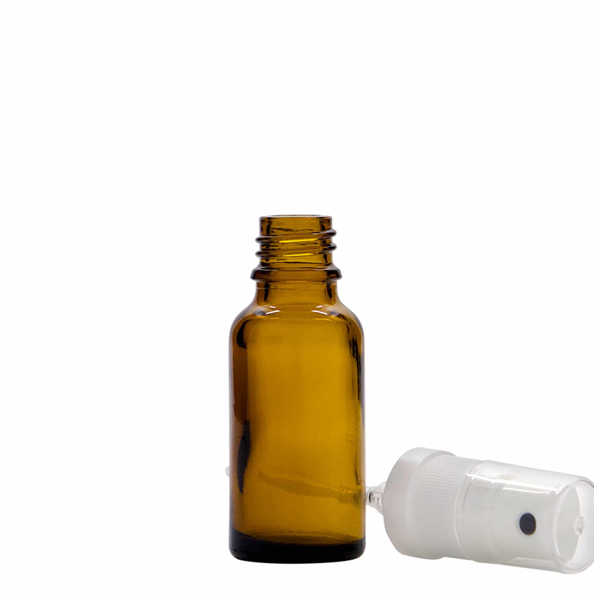 20 ml steklenica z razpršilnikom za zdravila, steklo, rjava, ustje: DIN 18