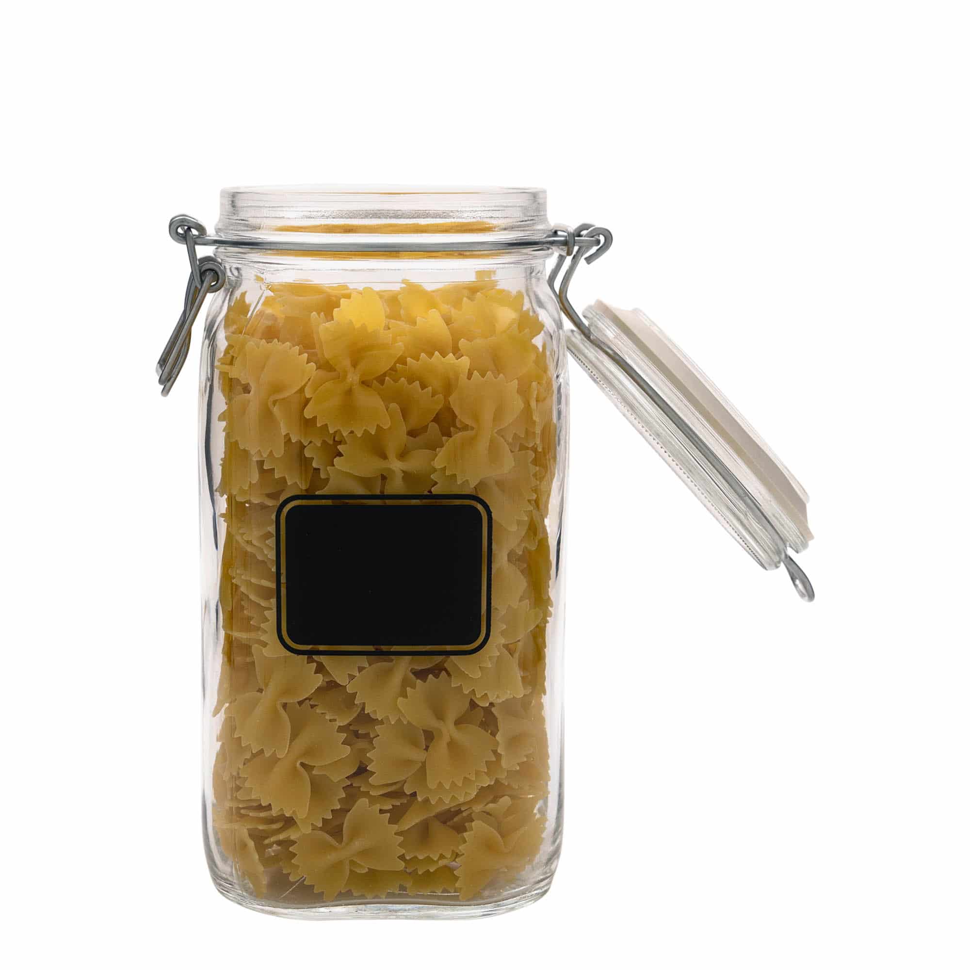 1500 ml kozarec s patentom »Fido«, motiv: polje za etiketo, kvadratno, ustje zamašek s tesnilom s patentom
