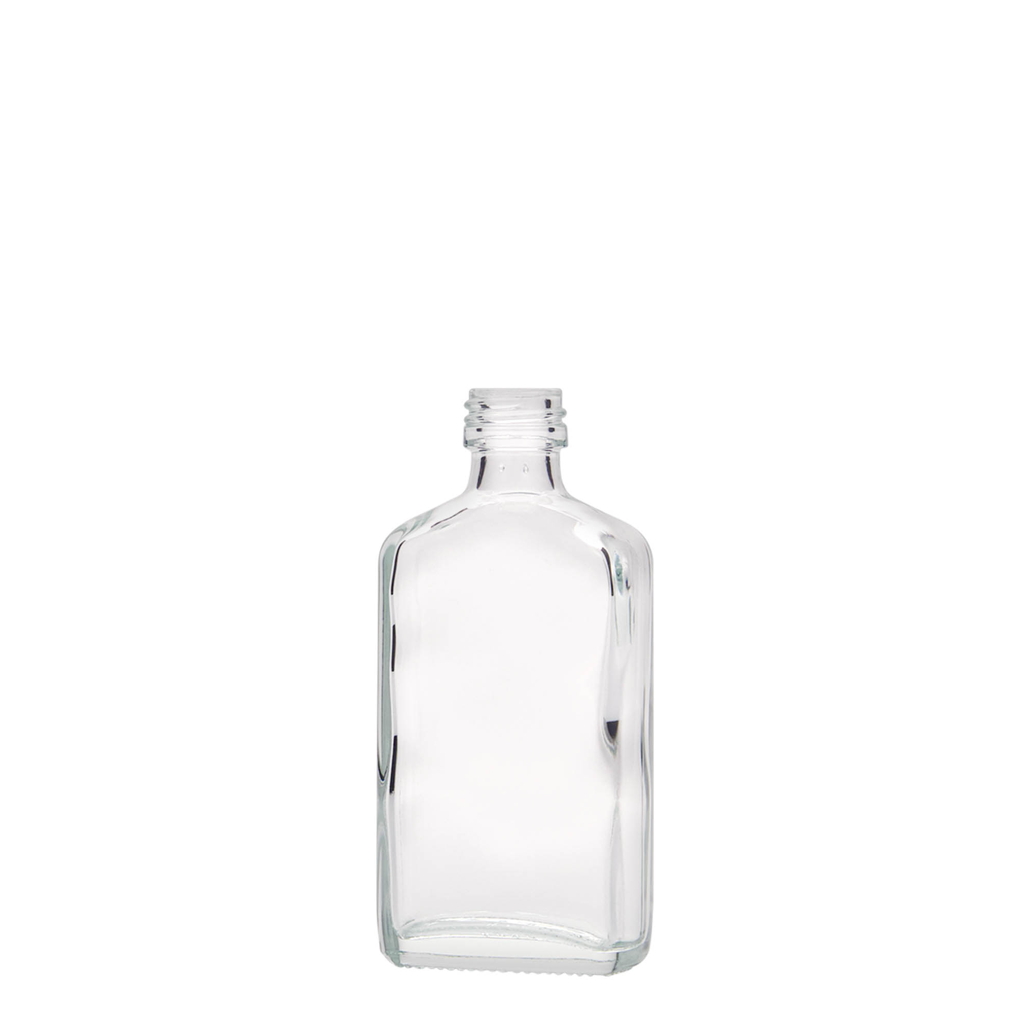 50 ml žepna steklenička, pravokotna, steklo, odprtina: PP 18 50 ml žepna steklenička, pravokotna, steklo, odprtina: PP 18