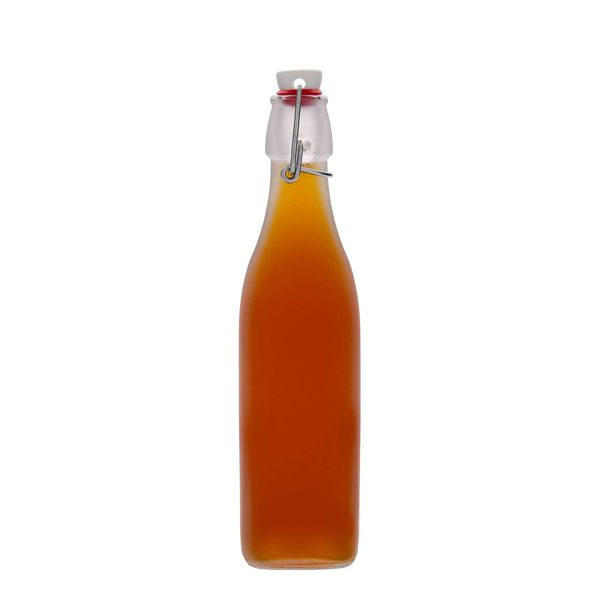 500 ml steklena steklenica 'Swing, kvadratna, bela, odprtina: s sponko 500 ml steklena steklenica 'Swing, kvadratna, bela, odprtina: s sponko