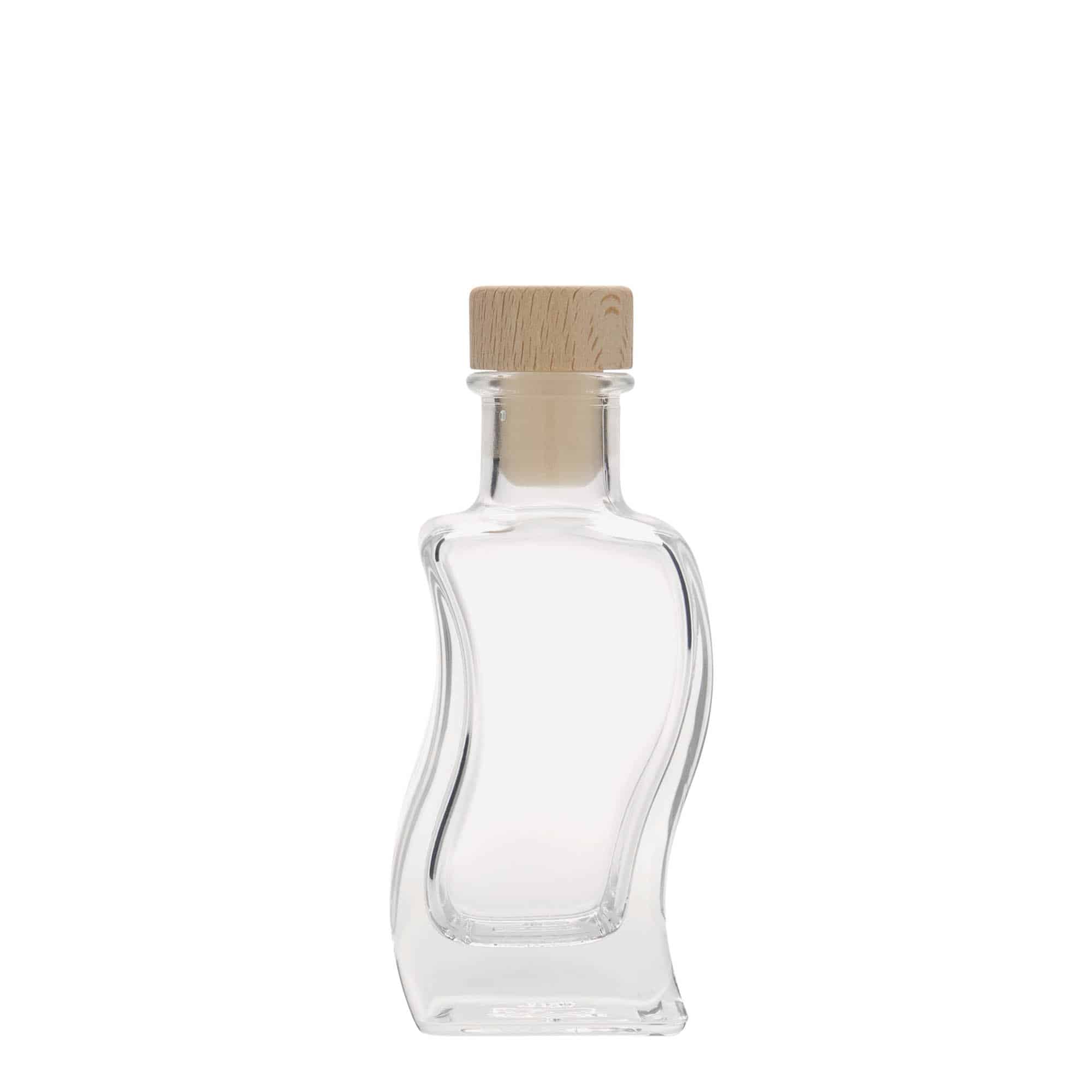 100 ml steklena steklenica »Val«, kvadratna, ustje: pluta