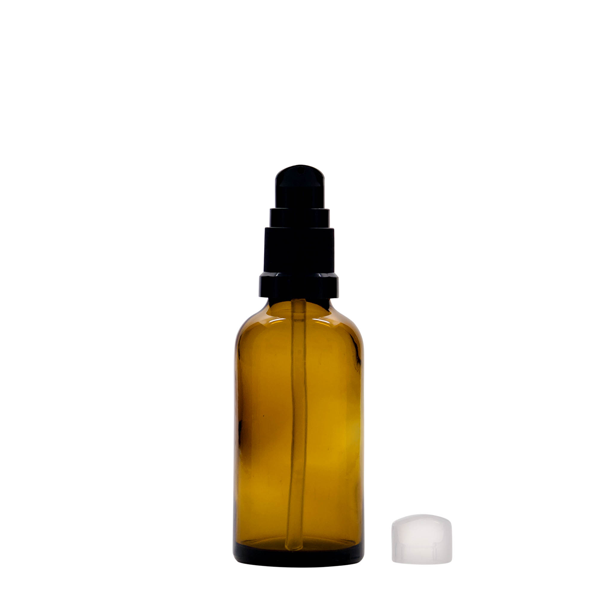 50 ml medicinska steklenička z dozirno črpalko za losjon, steklo, rjava, odprtina: DIN 18