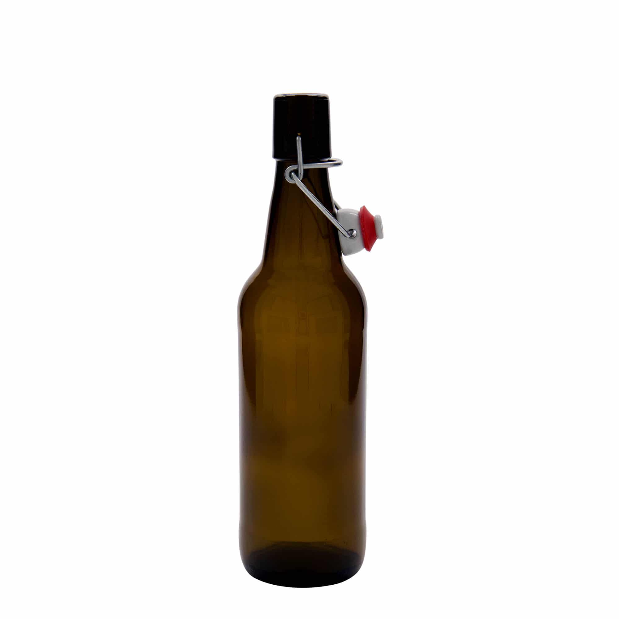 500 ml steklenica za pivo, steklo, rjava, ustje: zamašek s tesnilom