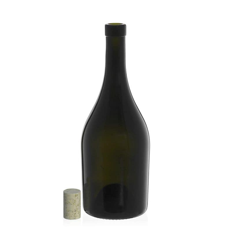 750 ml steklenica za vino »Exclusive«, antično zelena, ustje: pluta