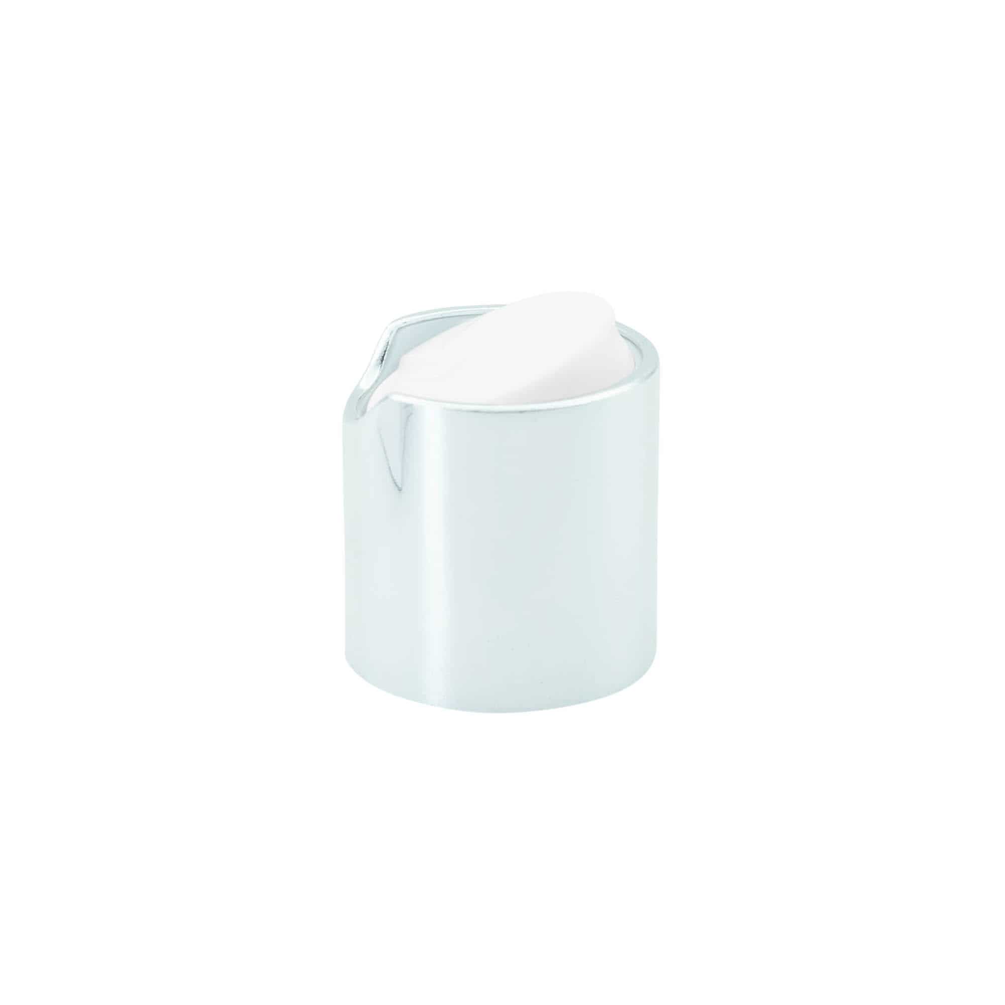 Navojni pokrovček Disc Top, PP-plastika, srebrne barve, za odprtino: 24/410