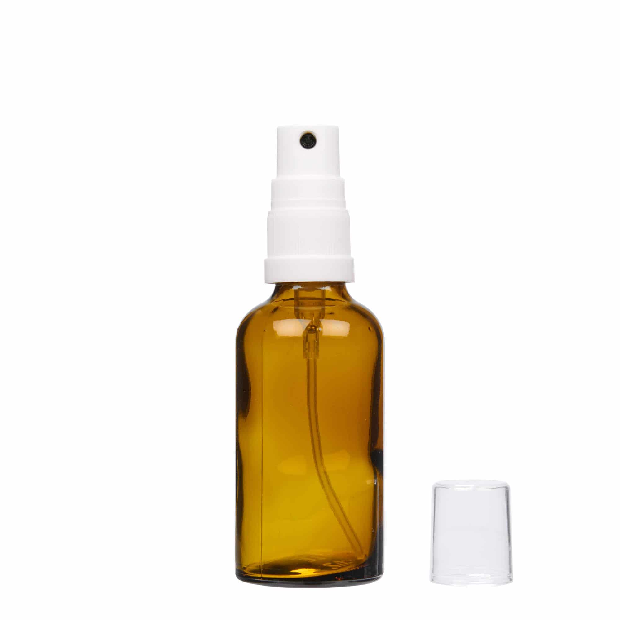 50 ml steklenica z razpršilnikom za zdravila, steklo, rjava, ustje: DIN 18