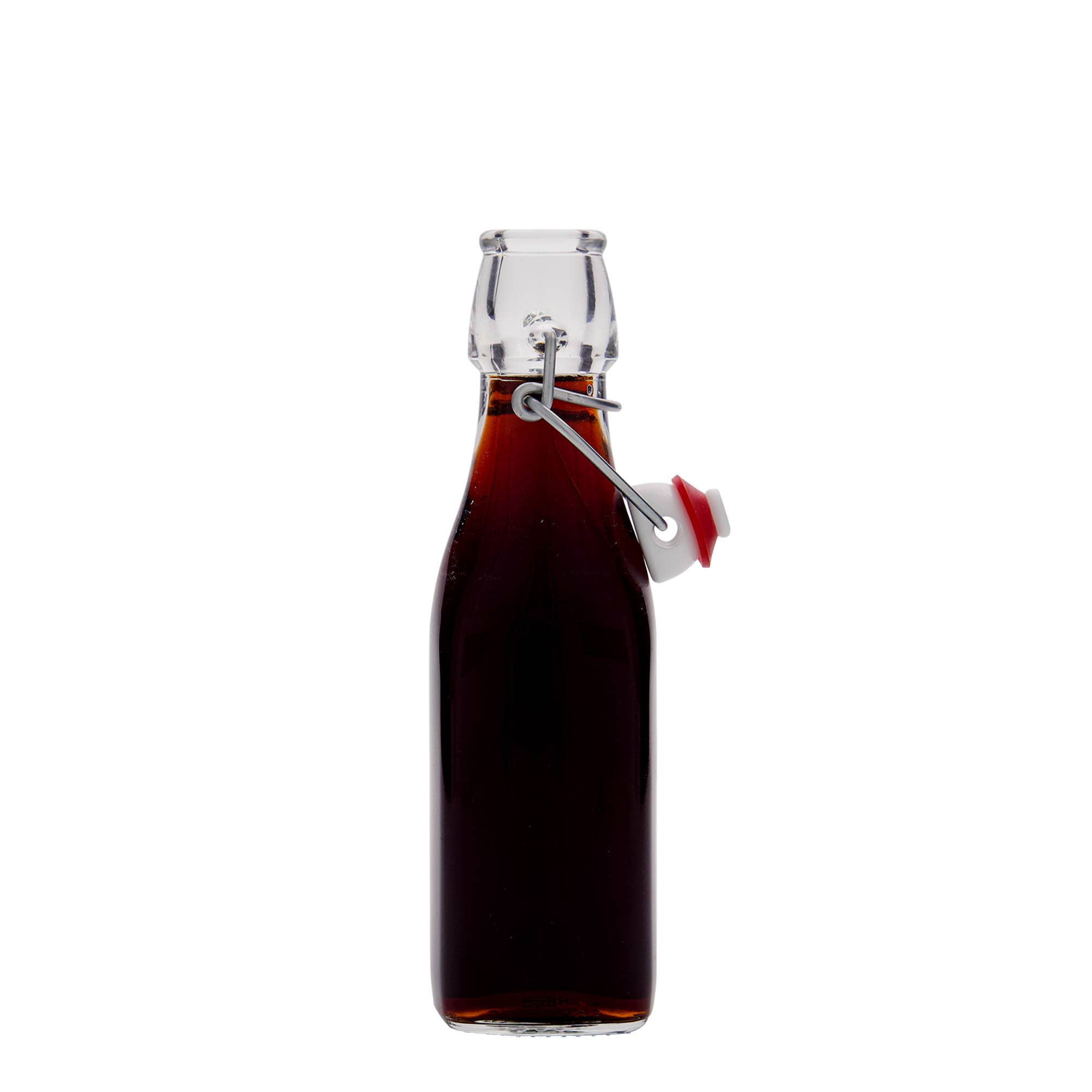 250 ml steklena steklenica »Swing«, kvadratna, ustje: zamašek s tesnilom