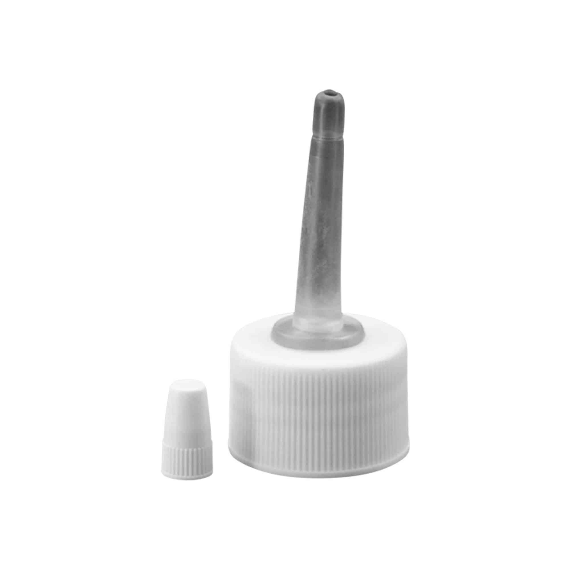Zavrtni pokrovček z aplikatorjem, PP-plastika, bel, za odprtino: 24/410