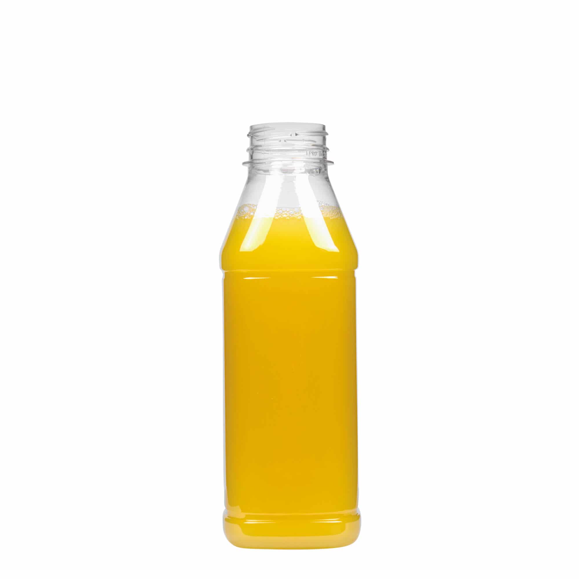 500 ml steklenica iz PET plastike »Milk and Juice Carré«, kvadratna, plastika, ustje: 38 mm