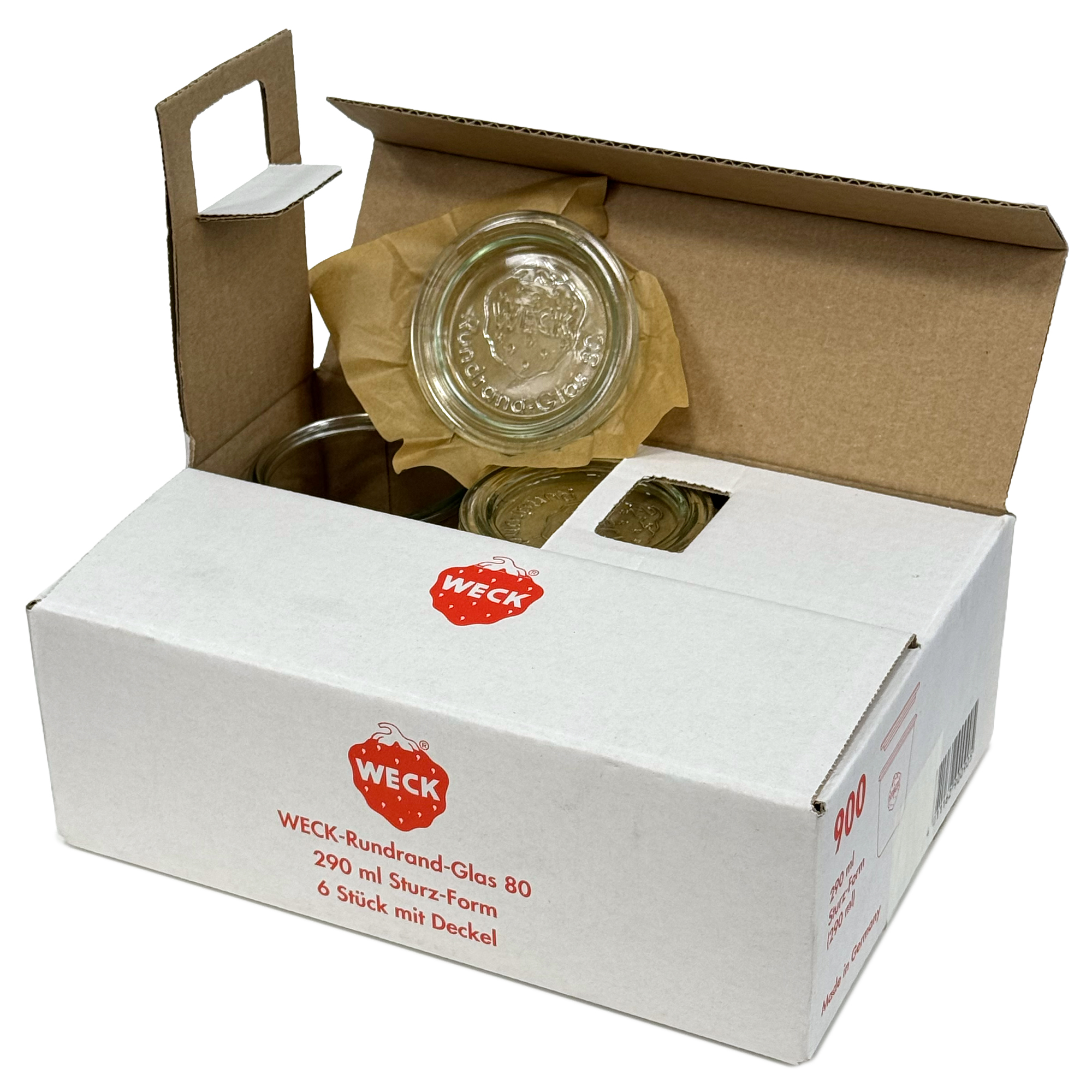 6x 290 ml visok WECK kozarec za vlaganje s steklenim pokrovom RR 80