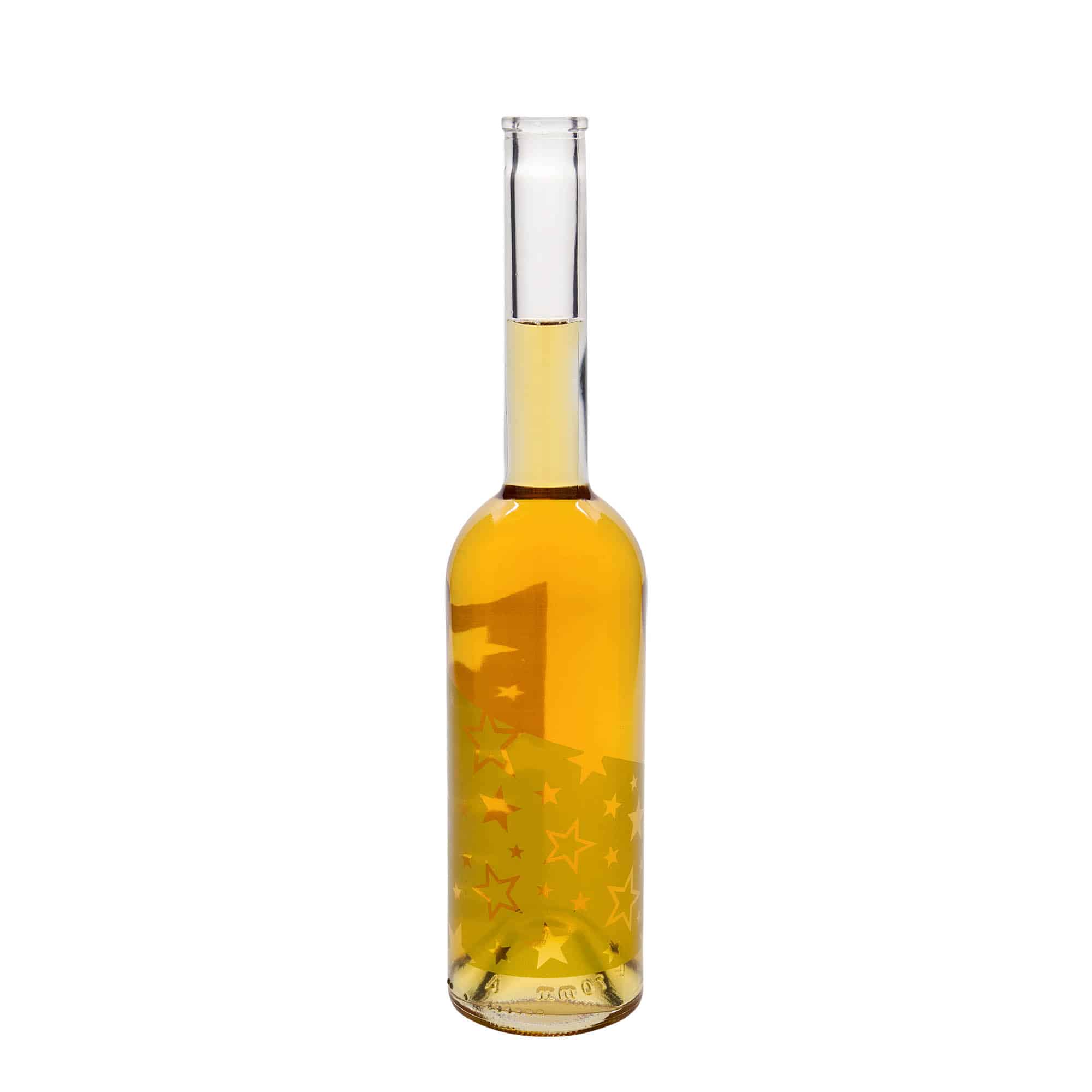 500 ml steklena steklenica »Opera«, motiv: zlate zvezde, ustje: pluta