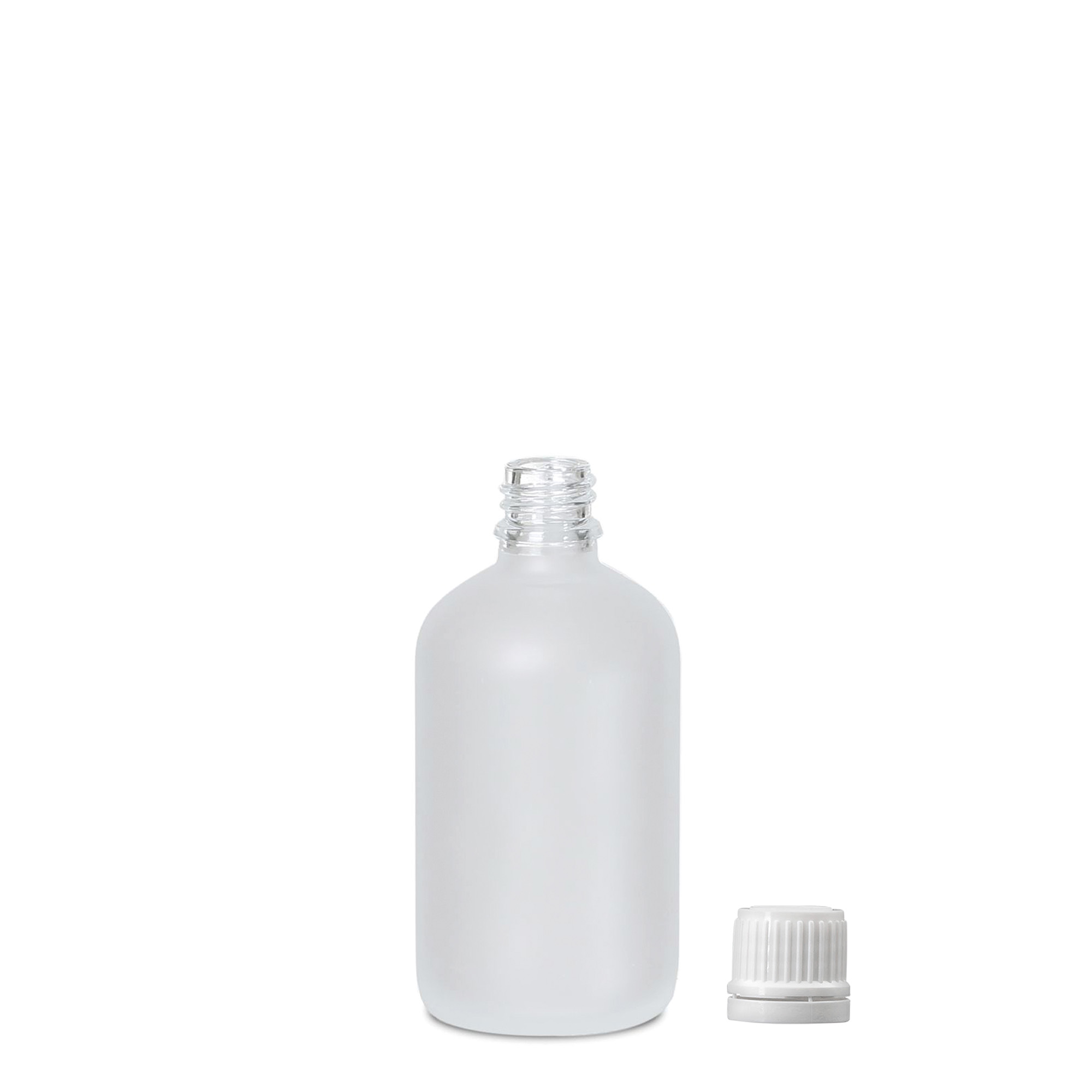 100 ml medicinska steklenička, steklo, zmrznjeno, odprtina: DIN 18