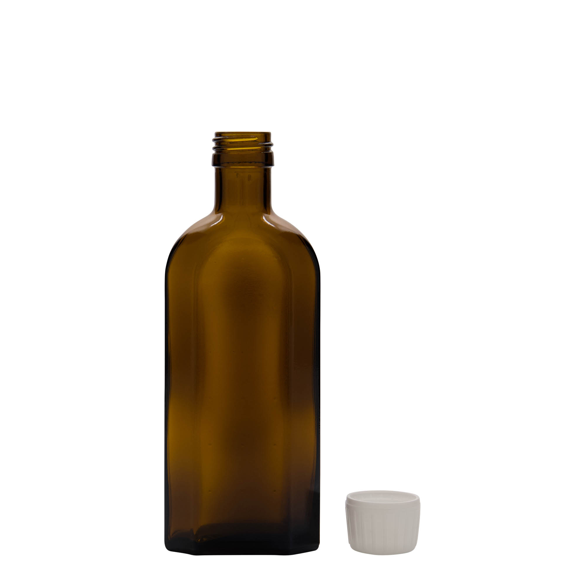 250 ml medicinska steklenička Meplat, ovalna, steklo, rjava, odprtina: PP 28