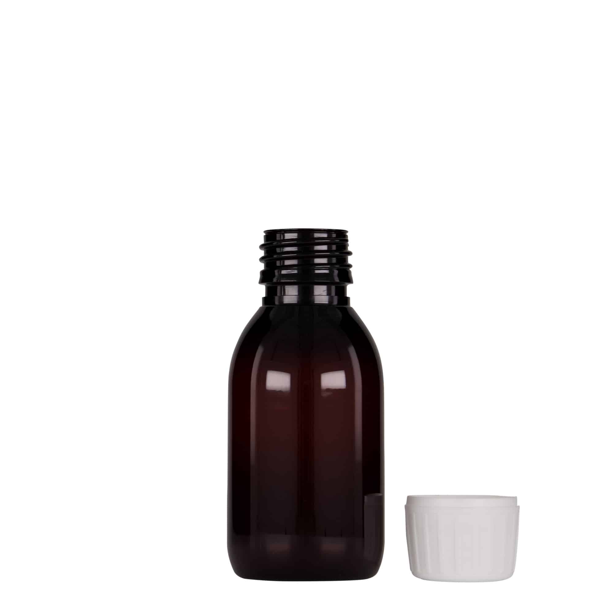 100 ml PET-medicinska steklenička, rjava, plastika, odprtina: PP 28