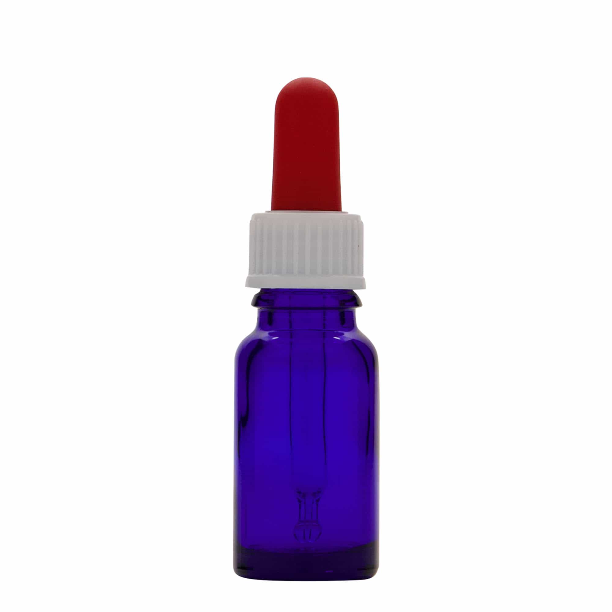 10 ml steklenica s pipeto za zdravila, steklo, kraljevo modra-rdeča, ustje: DIN 18 10 ml steklenica s pipeto za zdravila, steklo, kraljevo modra-rdeča, ustje: DIN 18