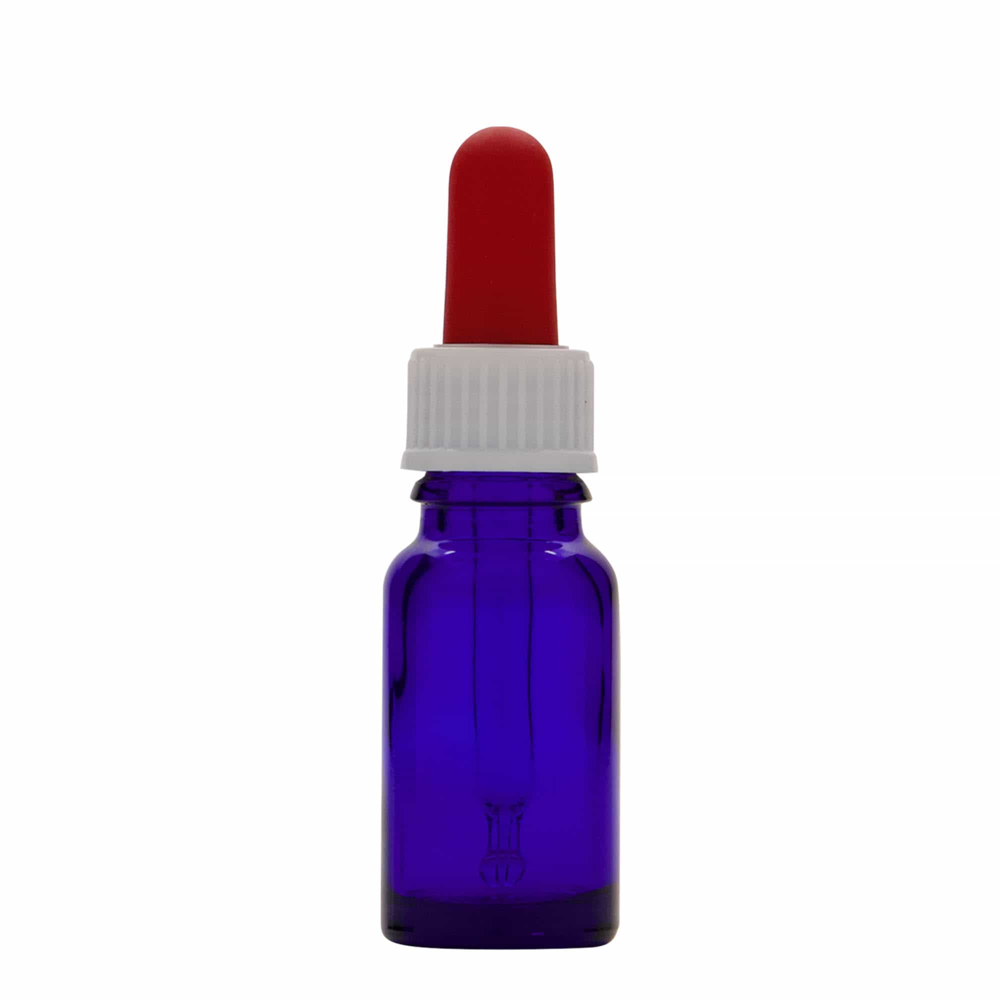 10 ml steklenička z kapalno pipeto, medicinska, steklo, kraljevsko modro-rdeča, odprtina: DIN 18