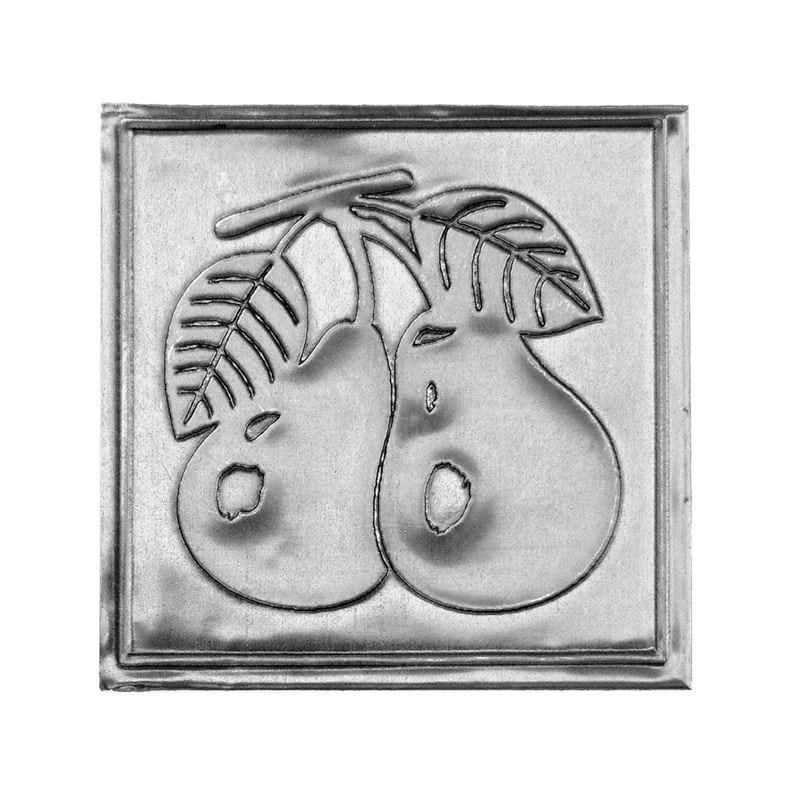 Kositra nalepka 'Hruška', kvadratna, kovinska, srebrna Kositra nalepka 'Hruška', kvadratna, kovinska, srebrna