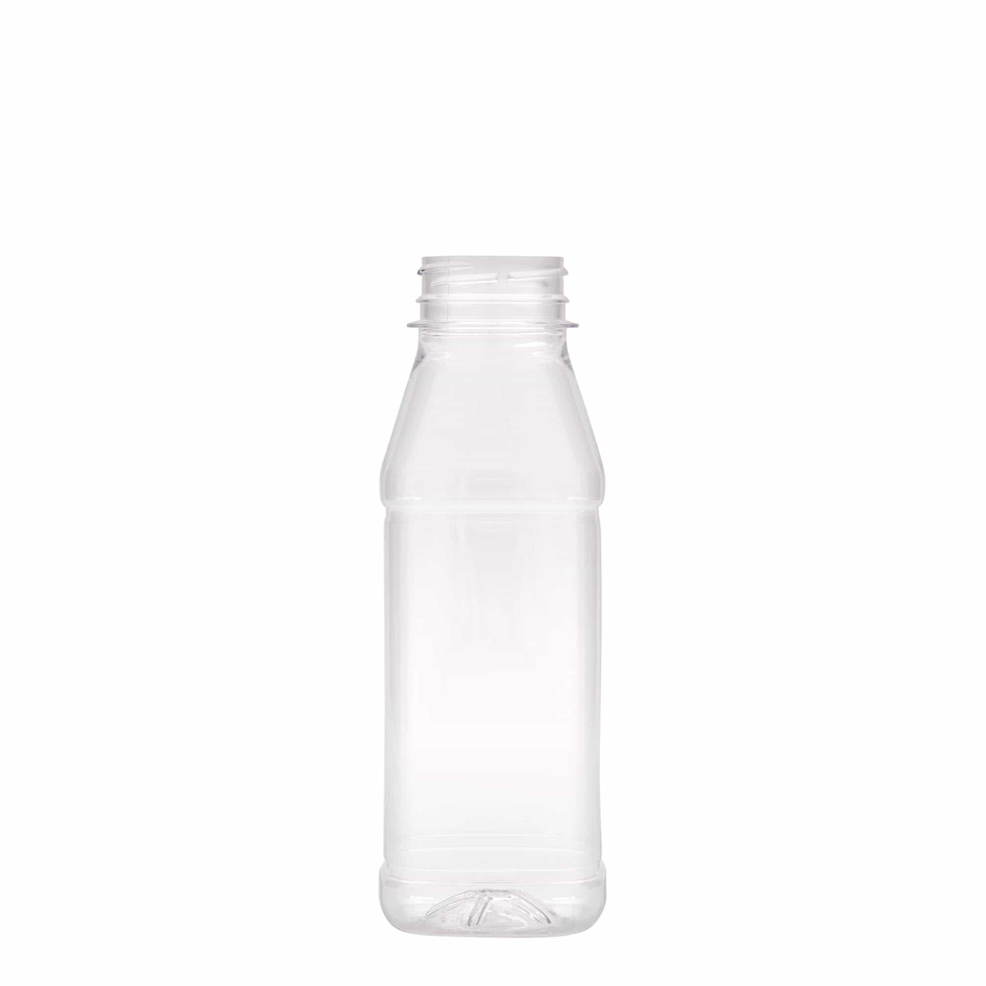 330 ml PET-flaska 'Milk and Juice Carré', kvadratna, plastika, odprtina: 38 mm