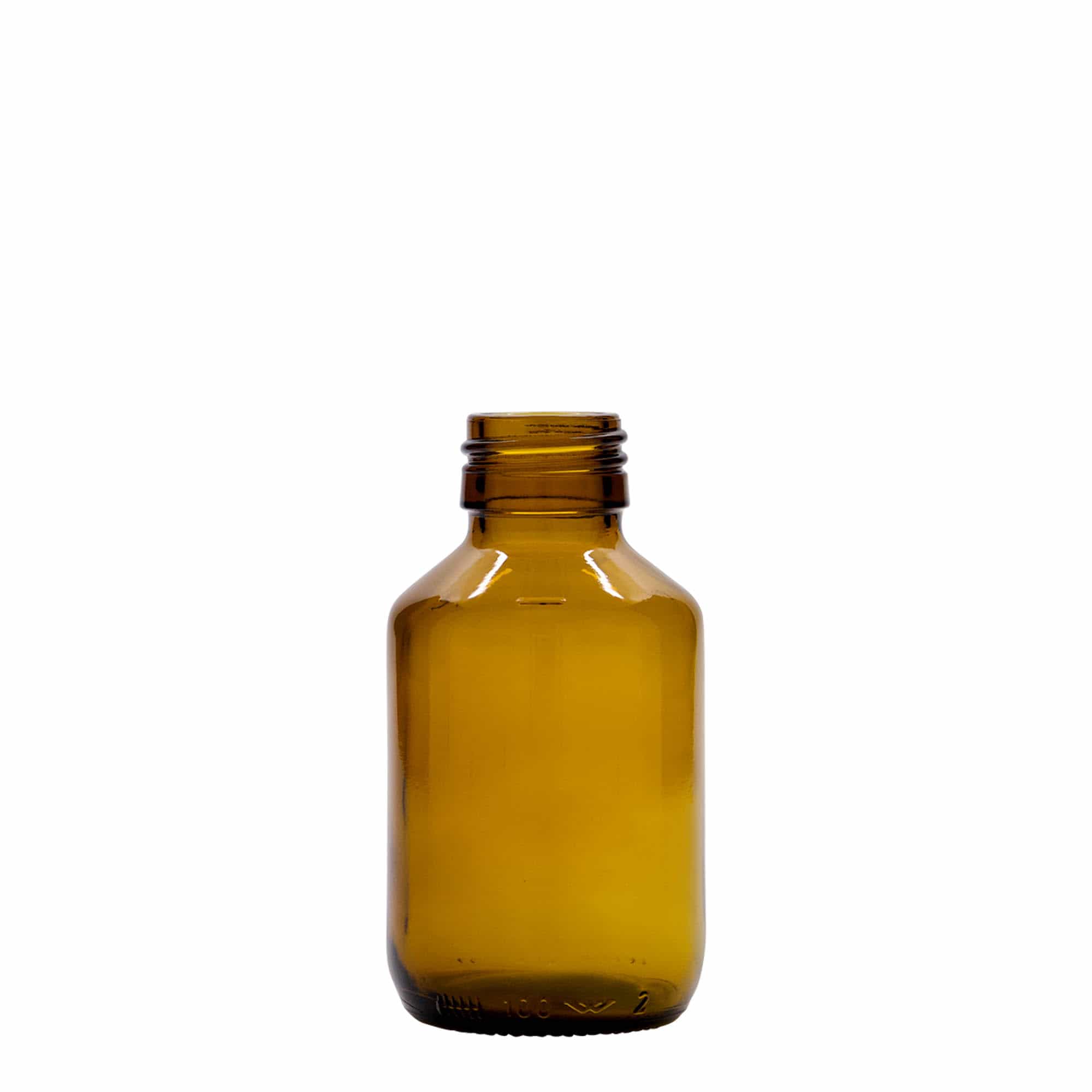 100 ml medicinska steklenička, rjava, steklo, odprtina: PP 28