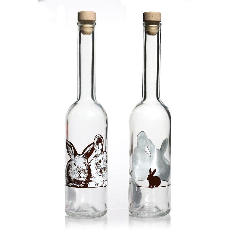 500 ml steklena steklenica »Opera«, motiv: zajček, ustje: pluta 500 ml steklena steklenica »Opera«, motiv: zajček, ustje: pluta