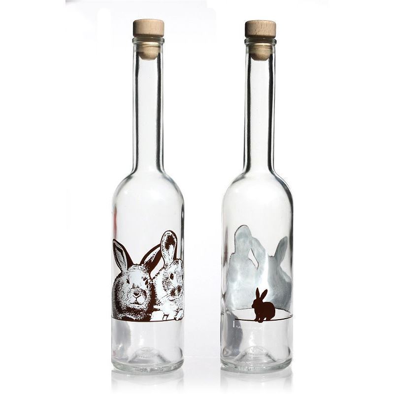 500 ml steklena steklenica 'Opera', motiv: zajec, odprtina: pluta 500 ml steklena steklenica 'Opera', motiv: zajec, odprtina: pluta