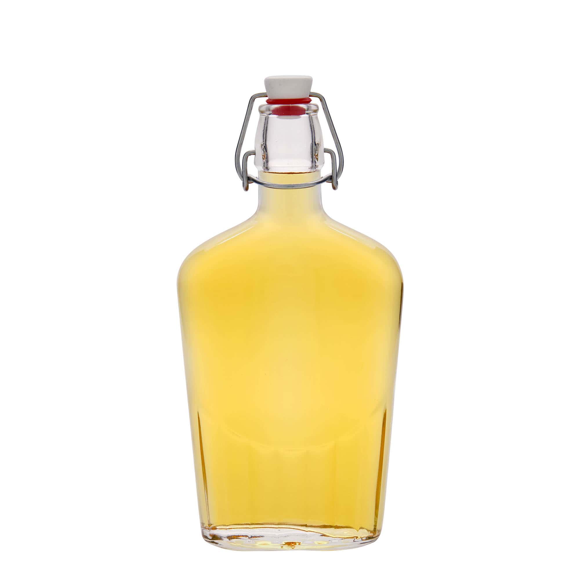 500 ml steklena steklenica »Fiaschetta«, ovalna, ustje: zamašek s tesnilom