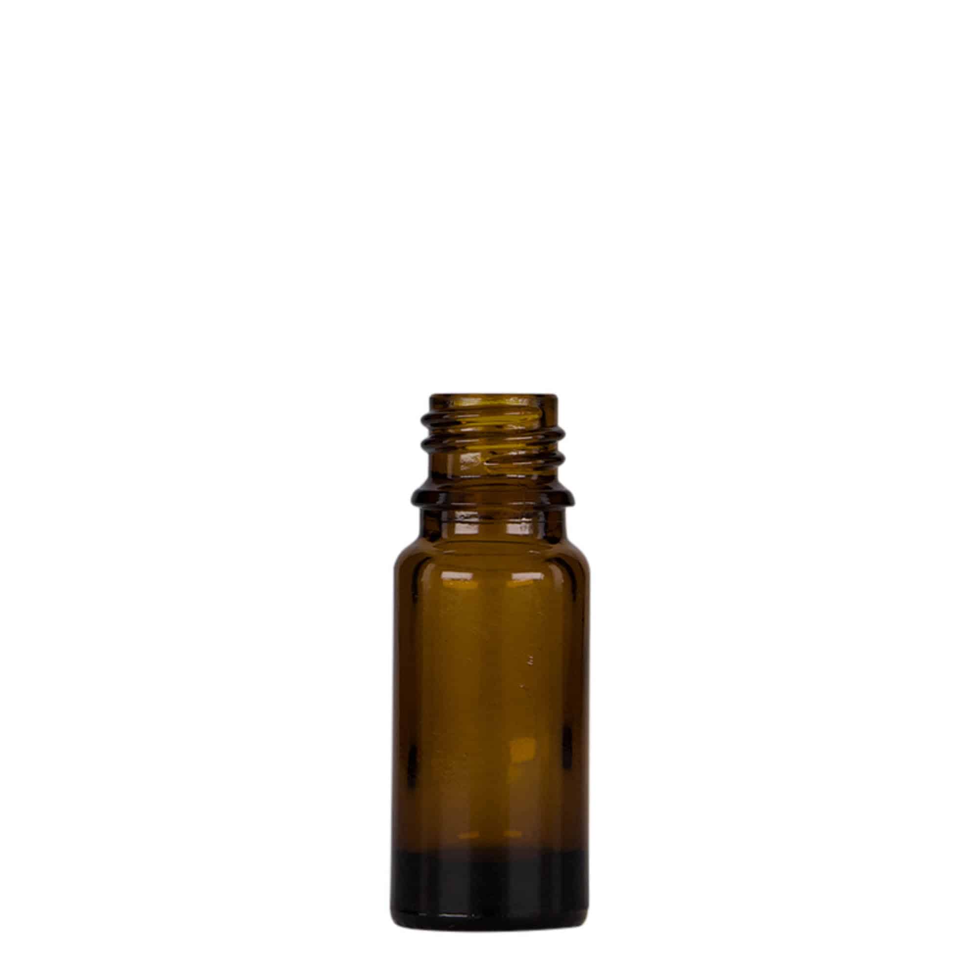 10 ml steklenica s pipeto za zdravila, steklo, rjavo-črna, ustje: DIN 18