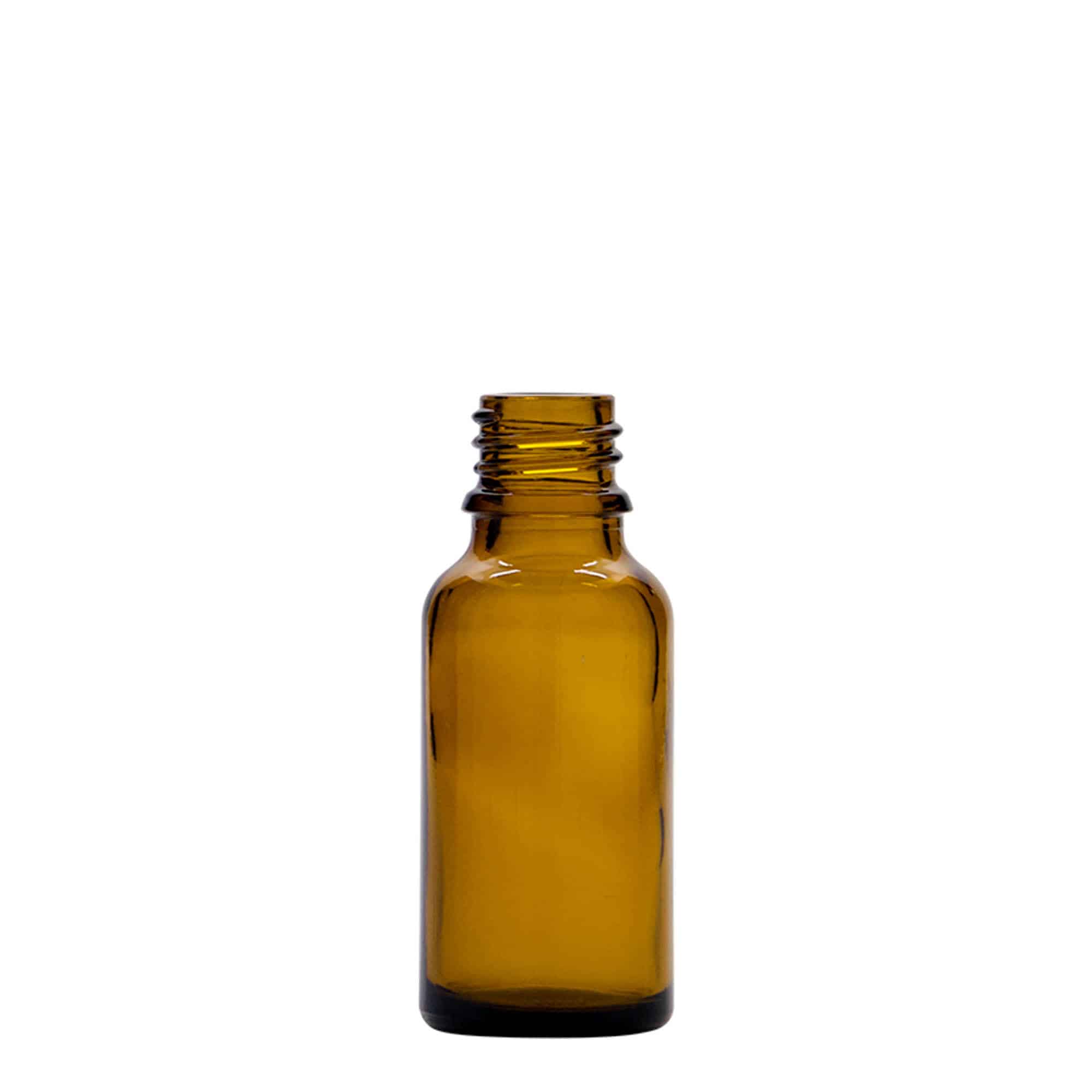 20 ml steklenica s pipeto za zdravila, steklo, rjava, ustje: DIN 18