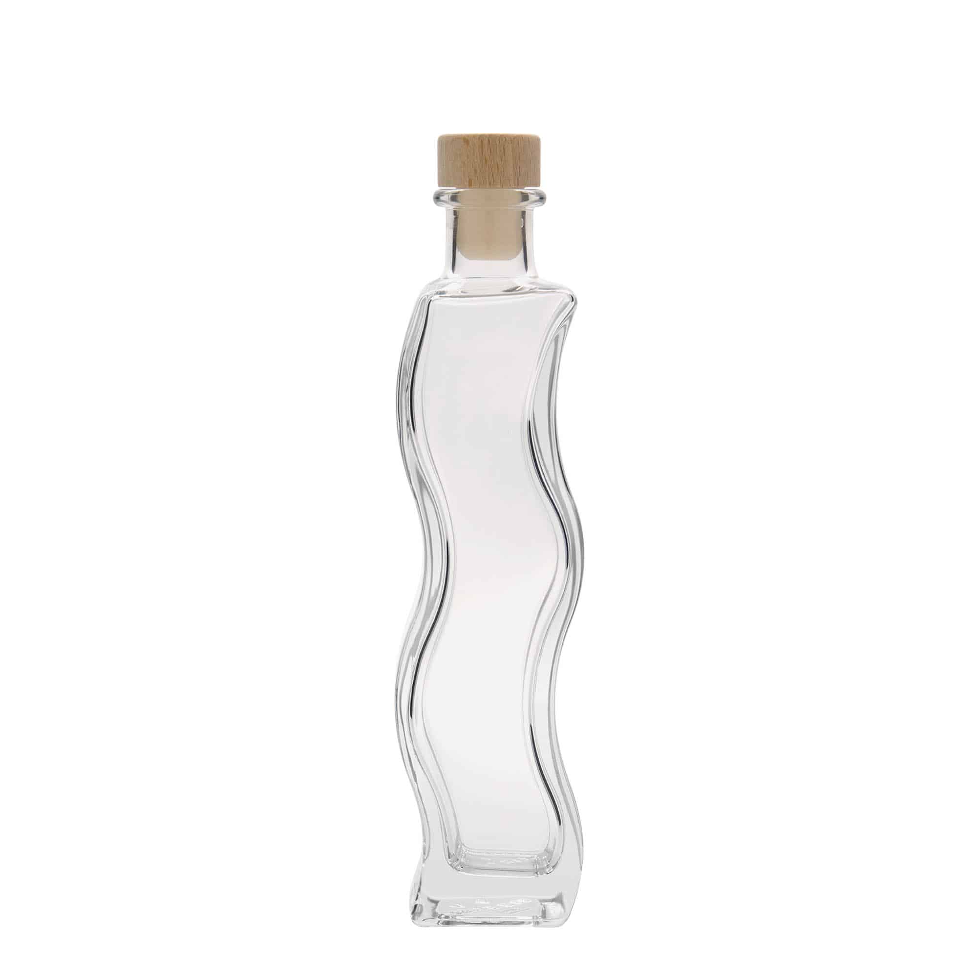 200 ml steklena steklenica »Val«, kvadratna, ustje: pluta