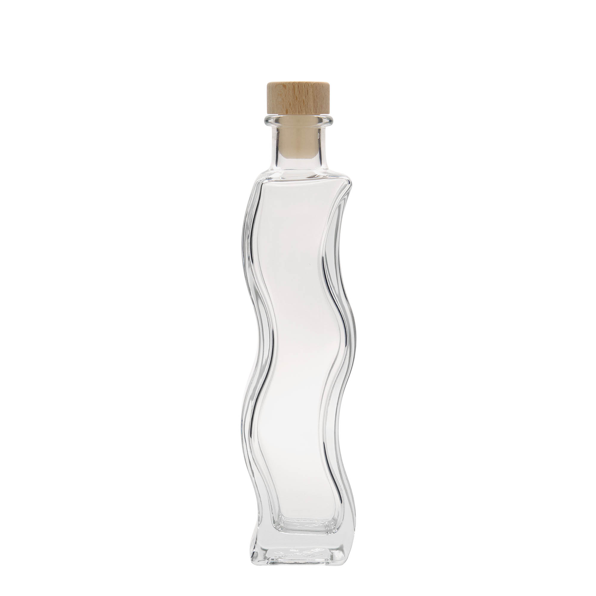 200 ml steklenička 'Val', kvadratna, odprtina: zamašek 200 ml steklenička 'Val', kvadratna, odprtina: zamašek