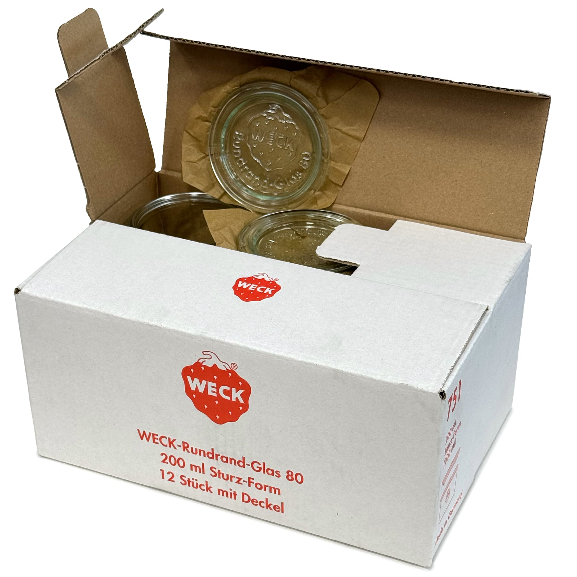 12x 200 ml WECK kozarec za vlaganje s steklenim pokrovom RR 80