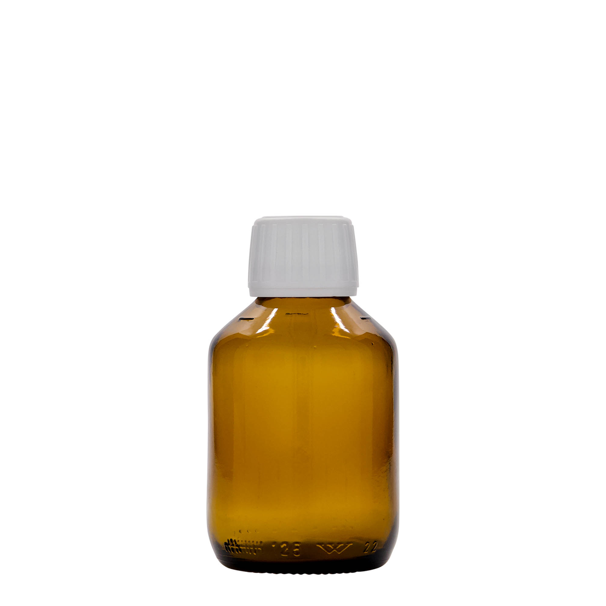 125 ml medicinska steklenička, rjava, steklo, odprtina: PP 28