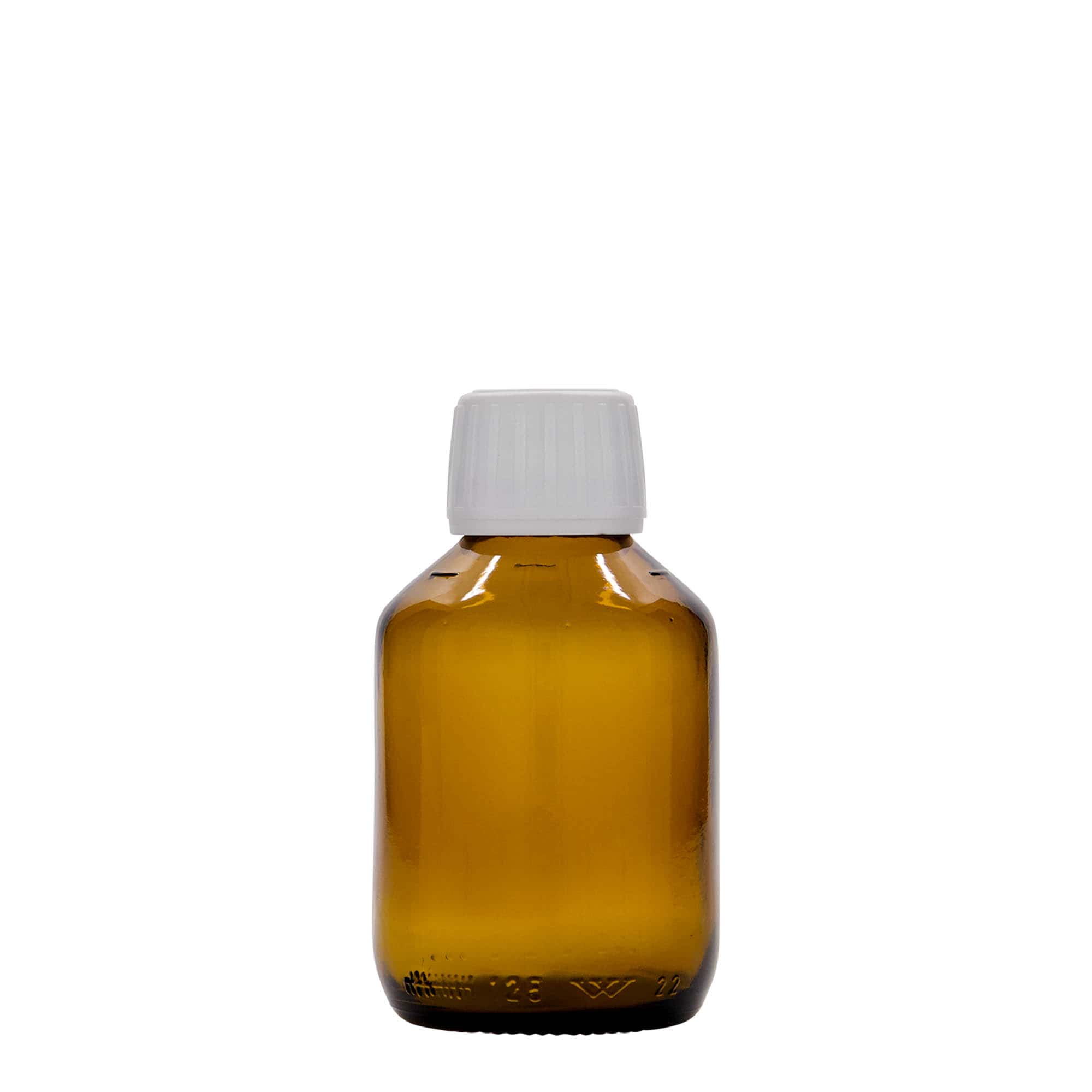 125 ml medicinska steklenička, rjava, steklo, odprtina: PP 28