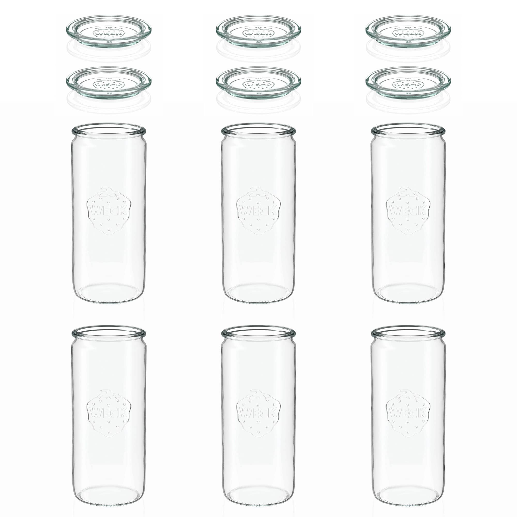6x 1040 ml WECK-cilindrično steklo s steklenim pokrovom RR 80