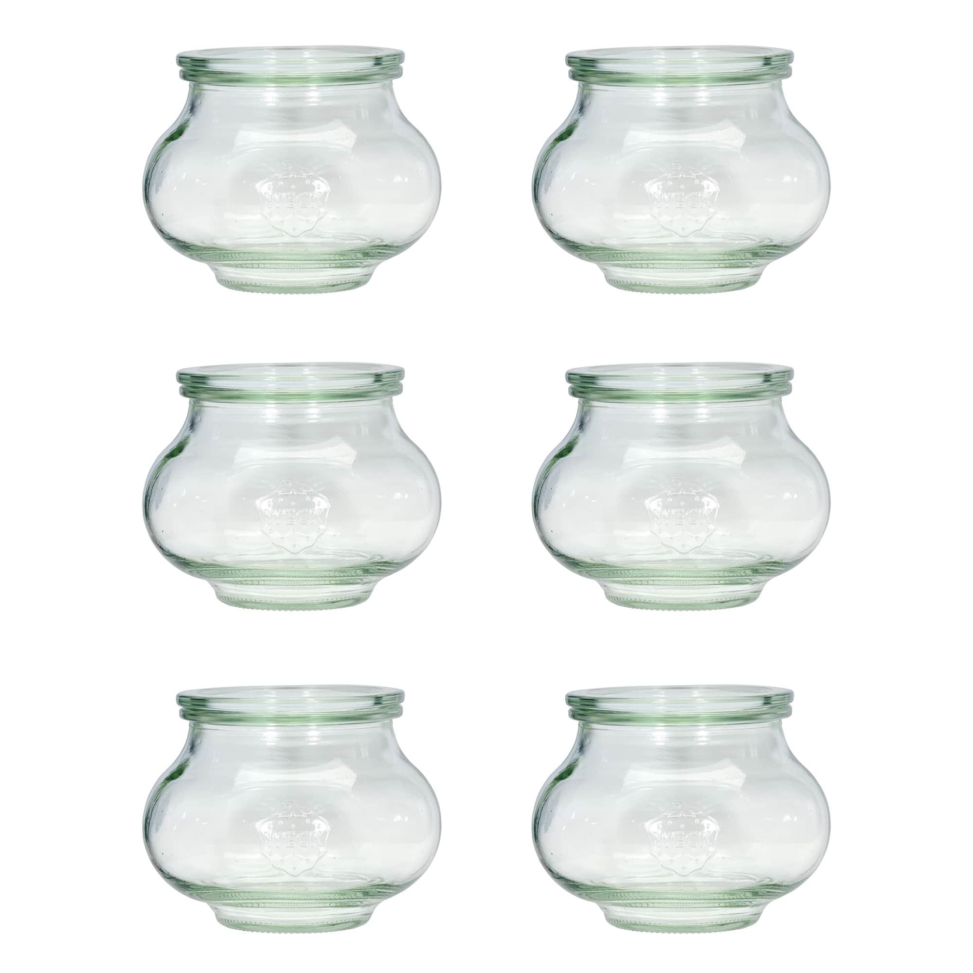 6x 560 ml Dekorativno steklo WECK s steklenim pokrovom RR 80