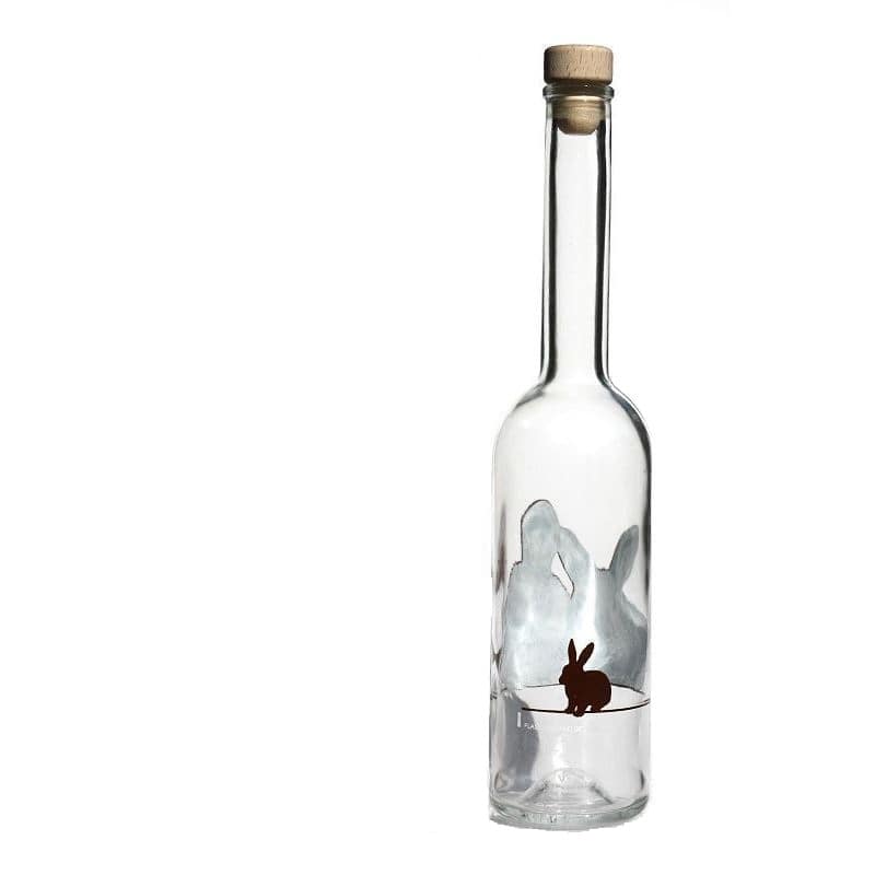 500 ml steklena steklenica 'Opera', motiv: zajec, odprtina: pluta