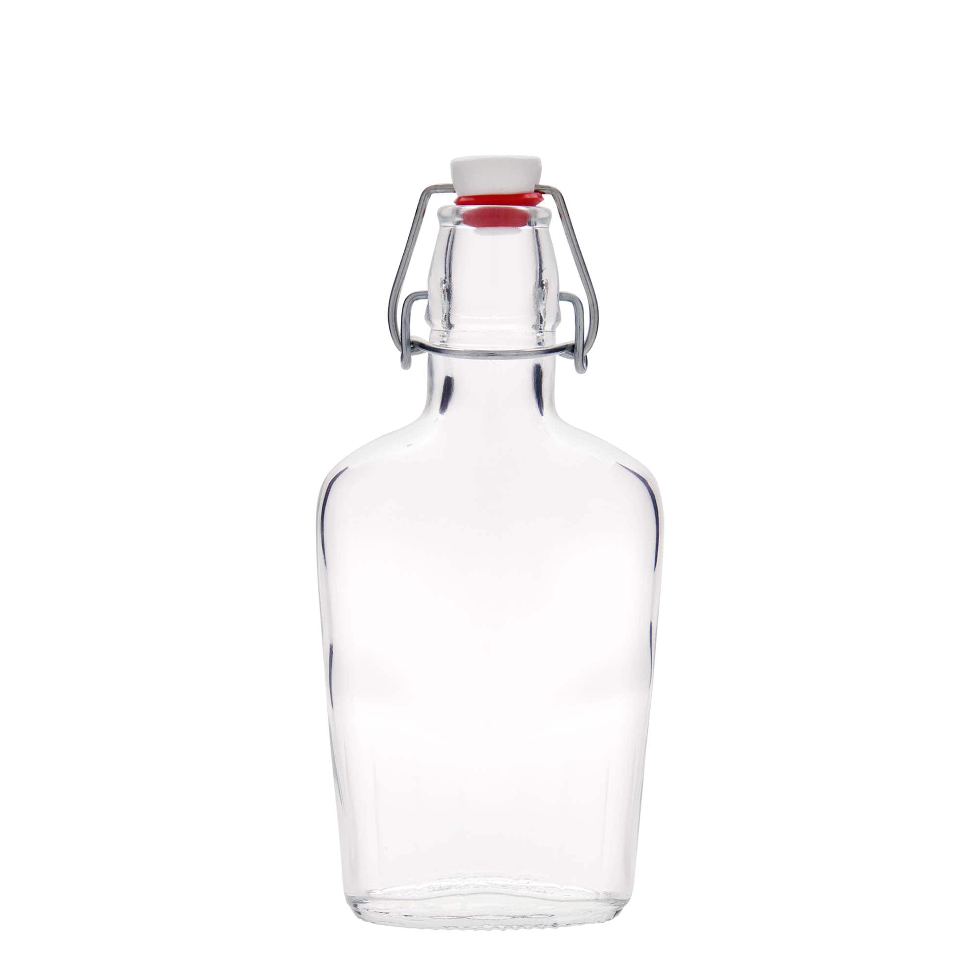 250 ml steklena steklenica »Fiaschetta«, ovalna, ustje: zamašek s tesnilom 250 ml steklena steklenica »Fiaschetta«, ovalna, ustje: zamašek s tesnilom