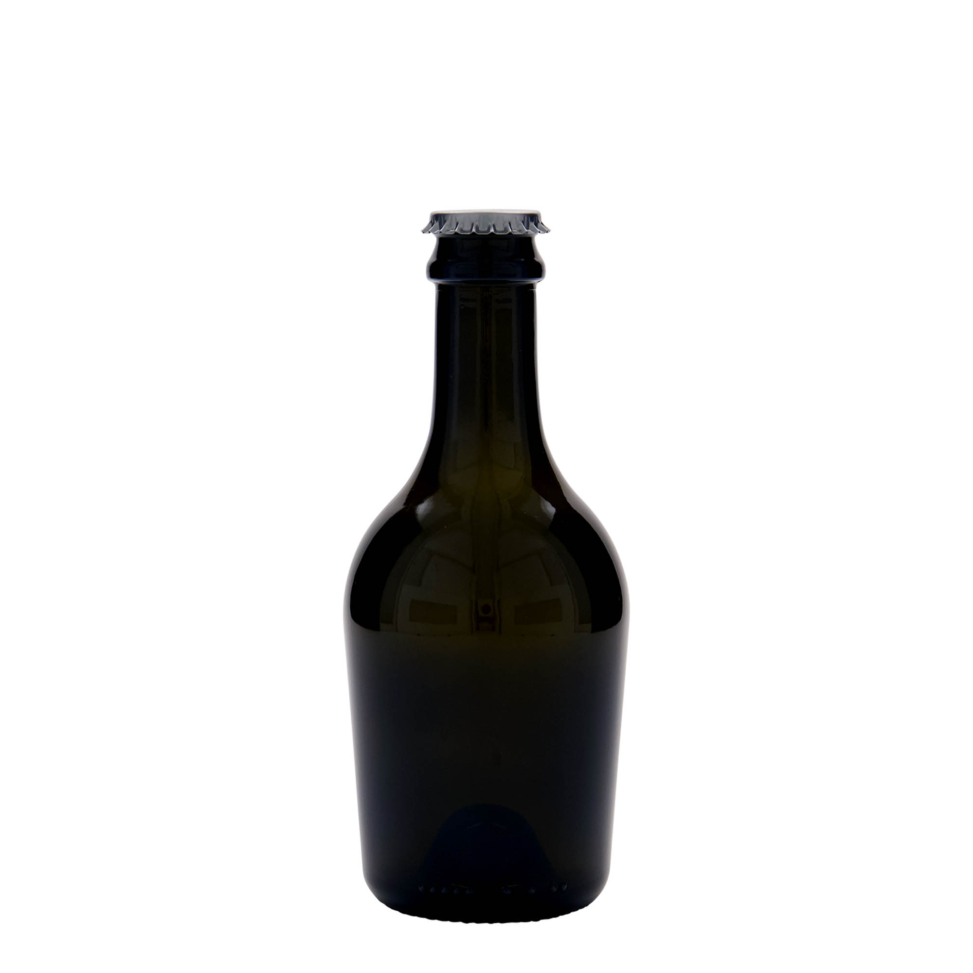 330 ml steklenica za pivo/šampanjec 'Butterfly', steklo, starozeleno, odprtina: kronkapa