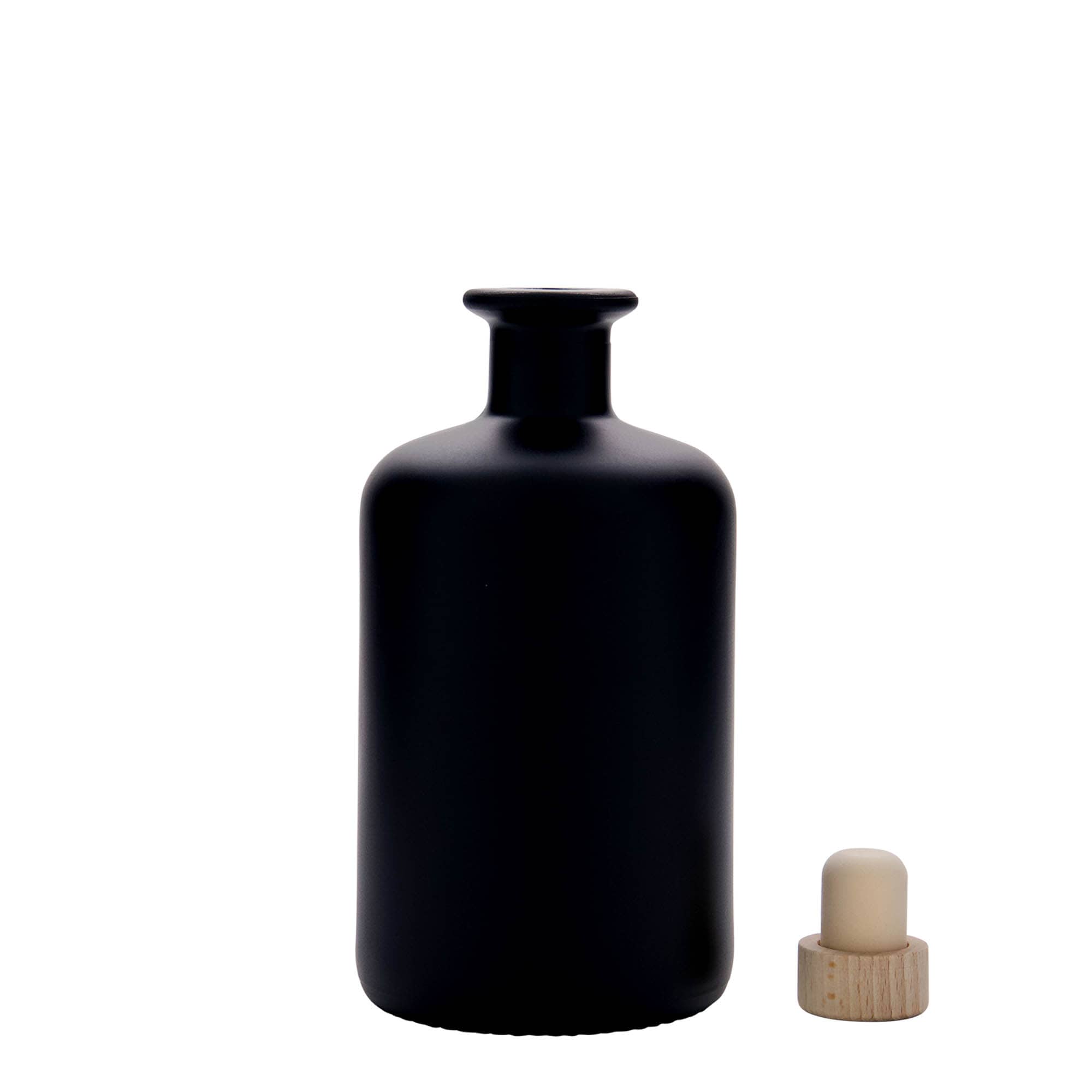 500 ml steklenica za lekarno, črna, odprtina: zamašek