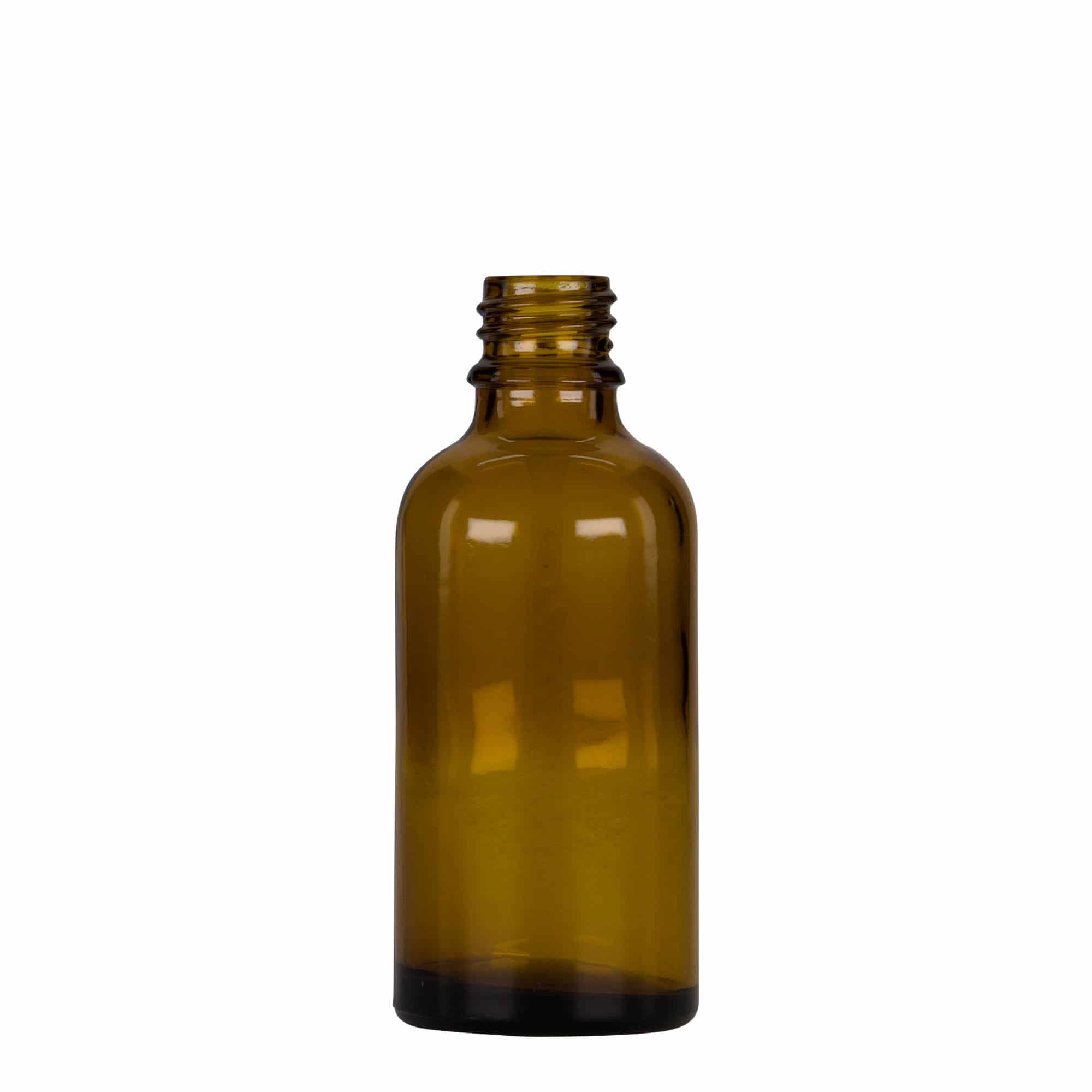 50 ml steklenica s pipeto za zdravila, steklo, rjavo-črna, ustje: DIN 18