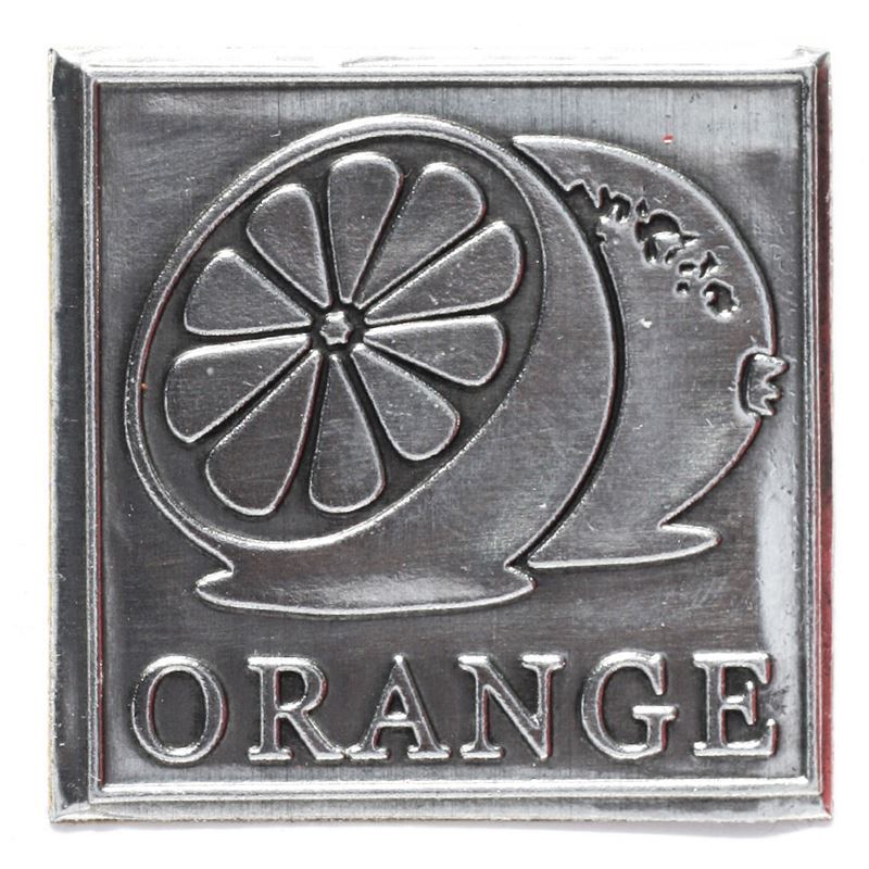 Kosmetični nalepka 'Orange', kvadratna, kovinska, srebrna