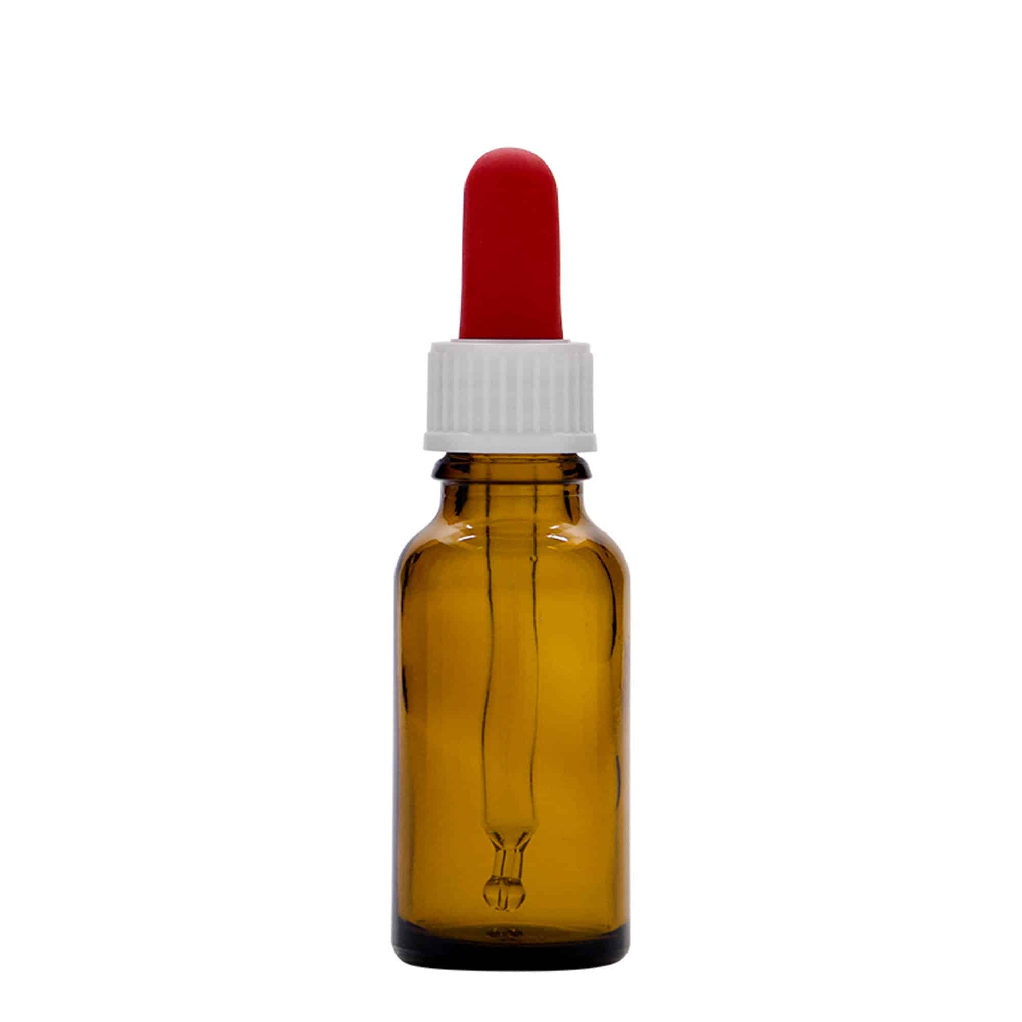 20 ml steklenica s pipeto za zdravila, steklo, rjava, ustje: DIN 18