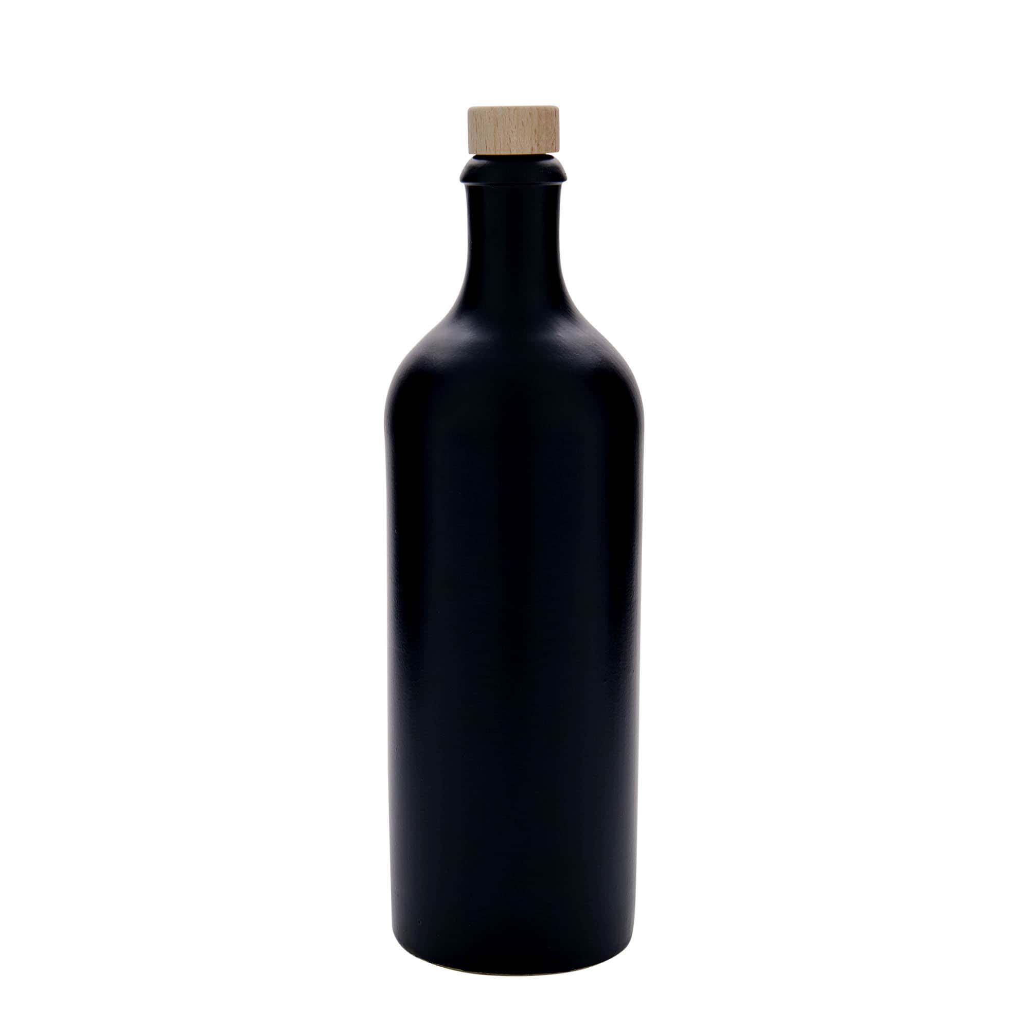 750 ml lončeni vrč, lončevina, črna, motiv: pluta