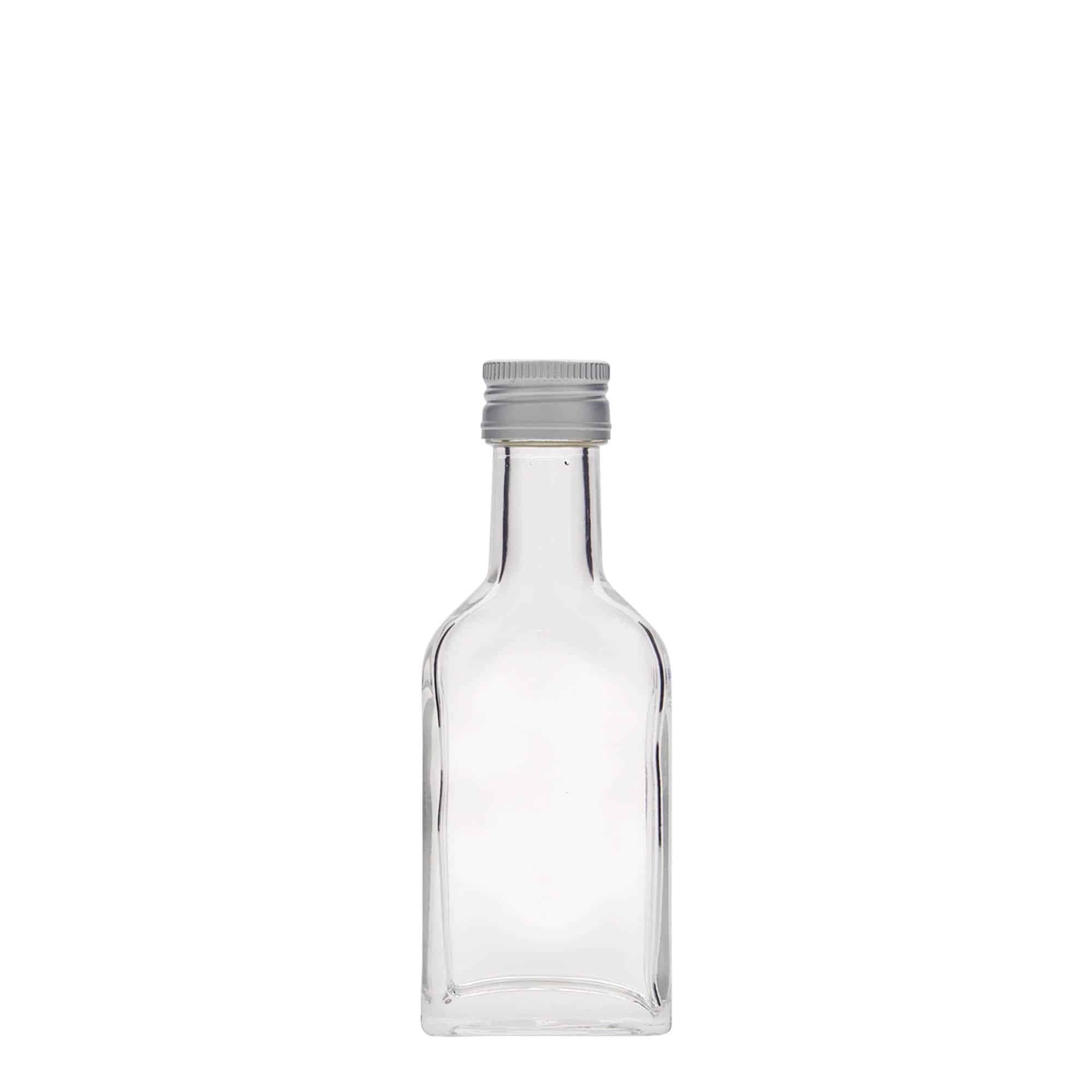 40 ml žepna steklenica z dolgim grlom, pravokotna, steklo, ustje: PP 22